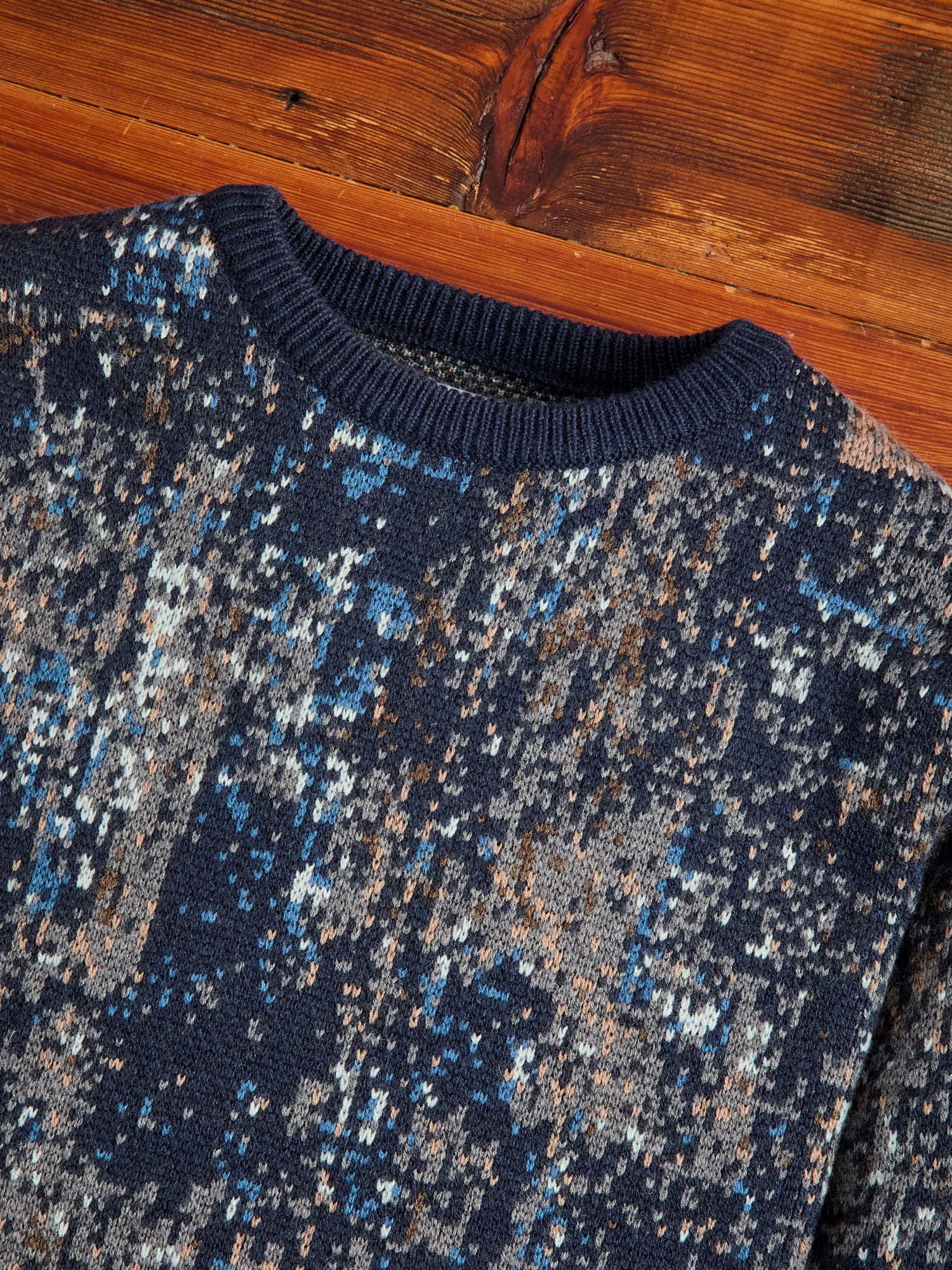 "Boro" Knit Crewneck Sweater in Navy - Image 3