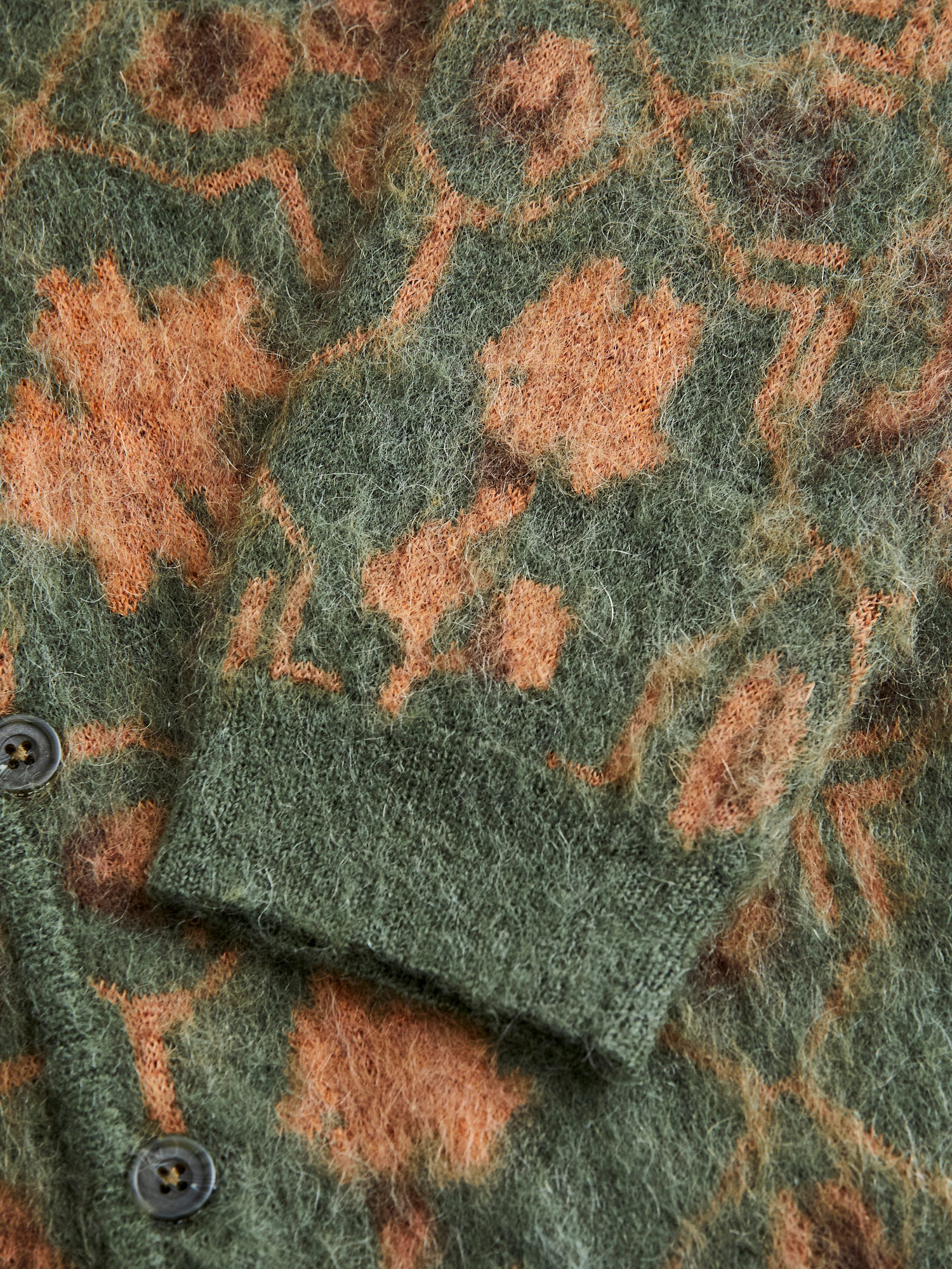 Botanical Pattern Jacquard Cardigan in Olive - Image 6