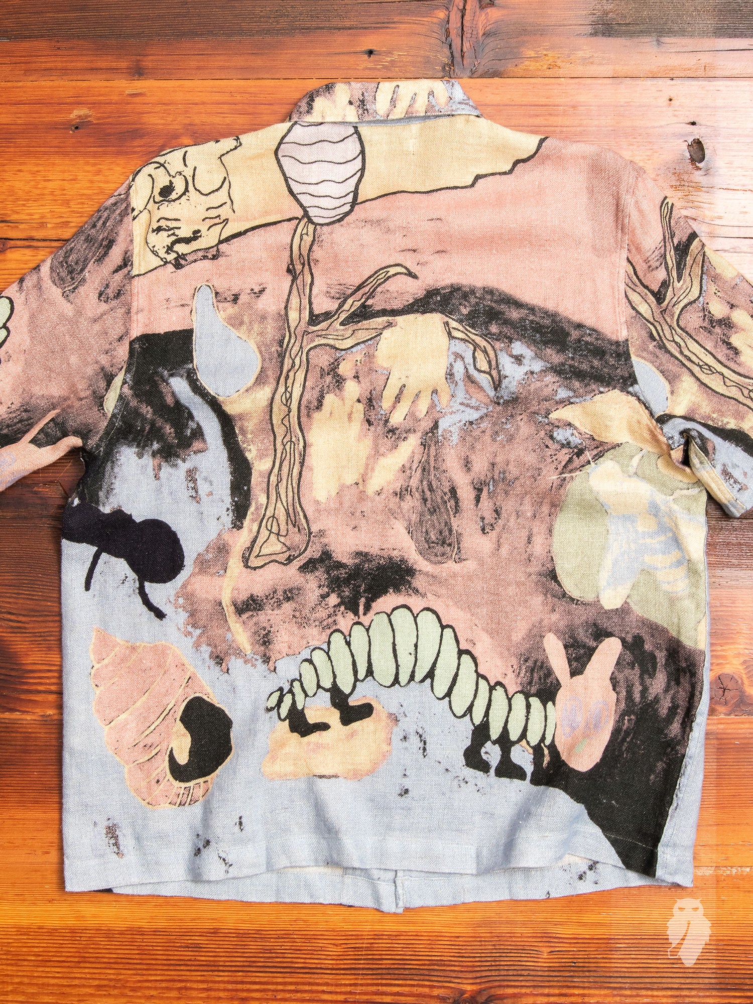 Box Short Sleeve Shirt in Acid Landscape Print Linen - Image 7