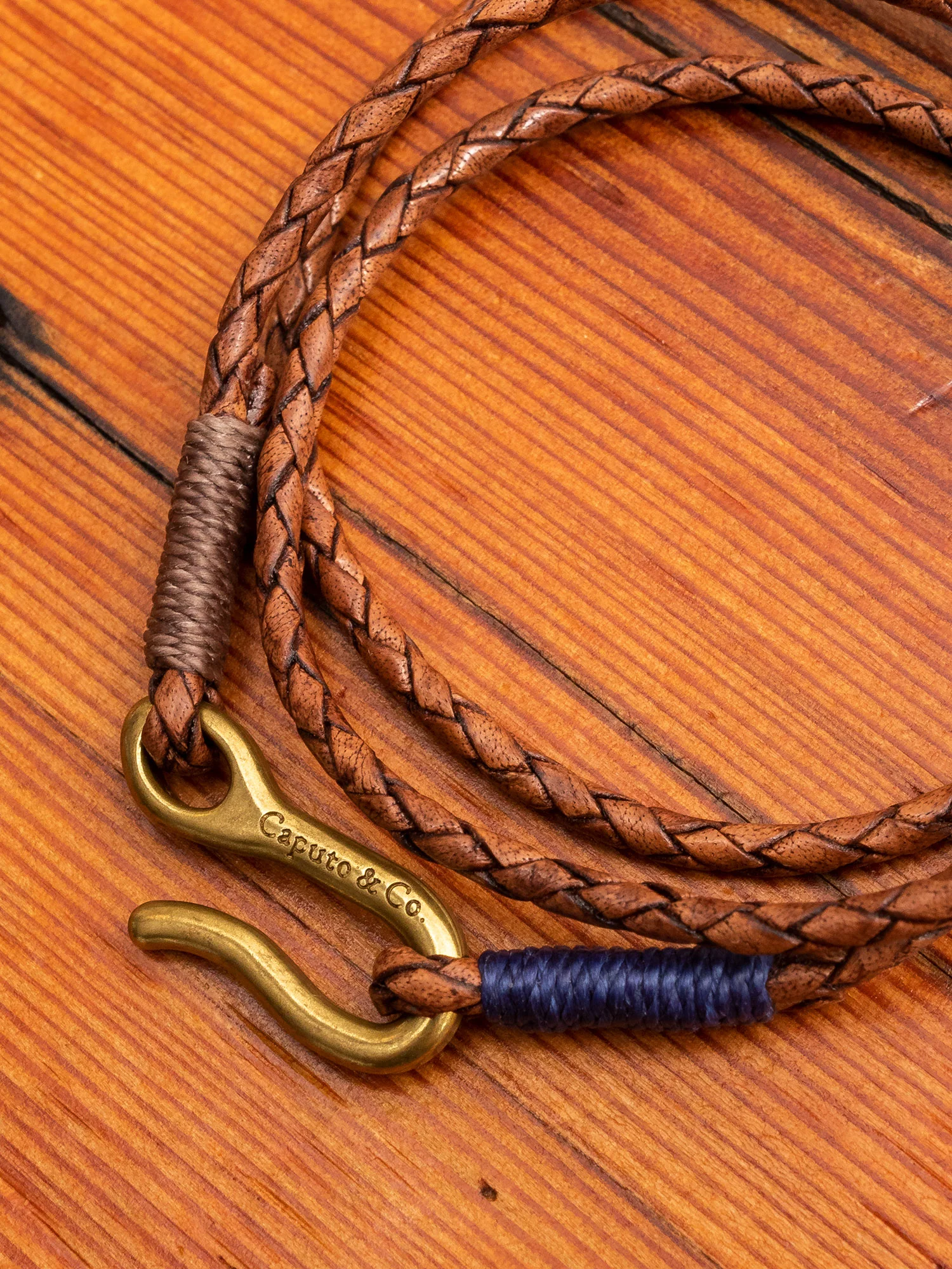 Braided Leather Triple Wrap Bracelet in Brown - Image 2