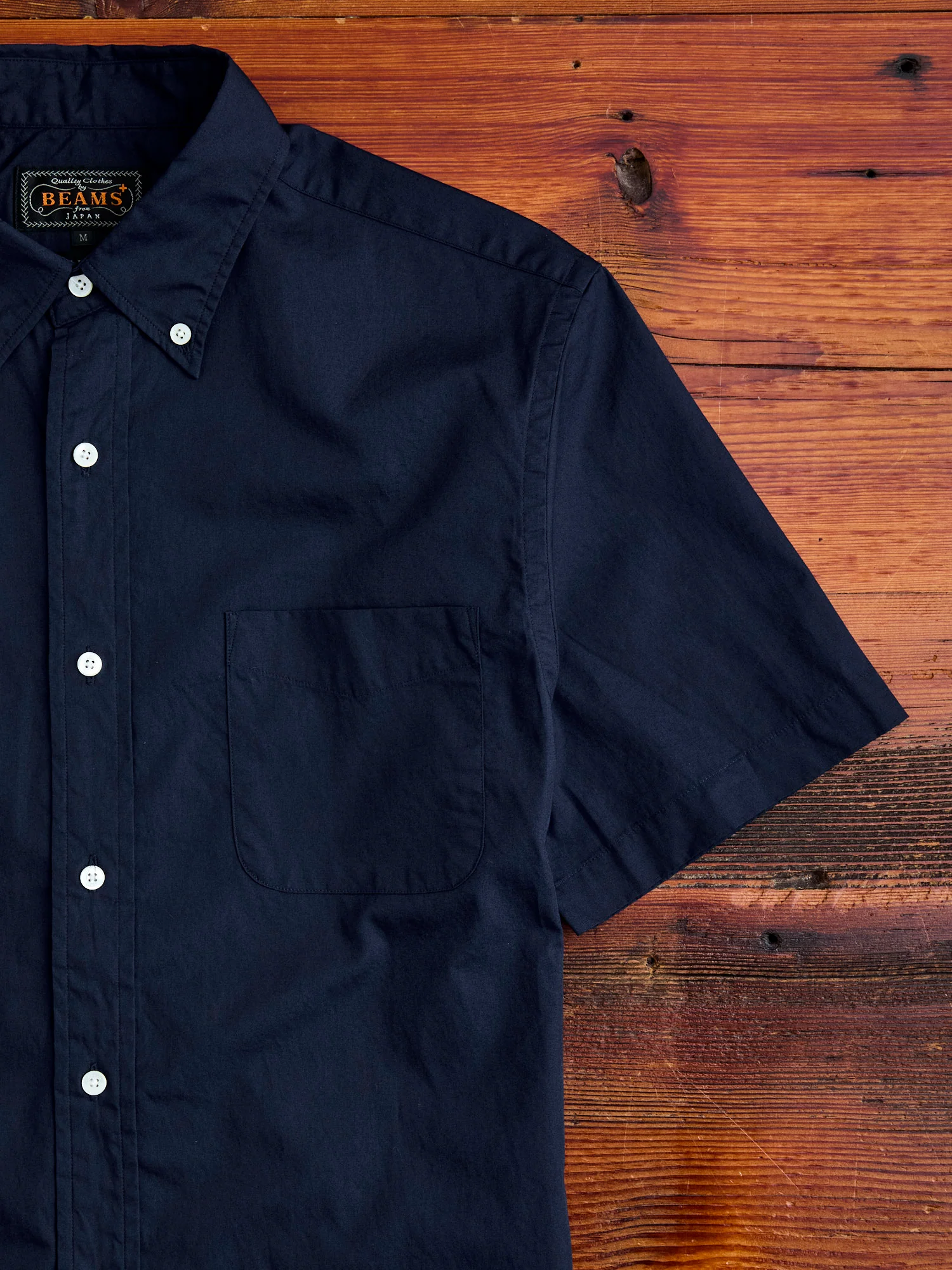Broad Cloth Short Sleeve Button-Down Shirt in Navy - Image 6