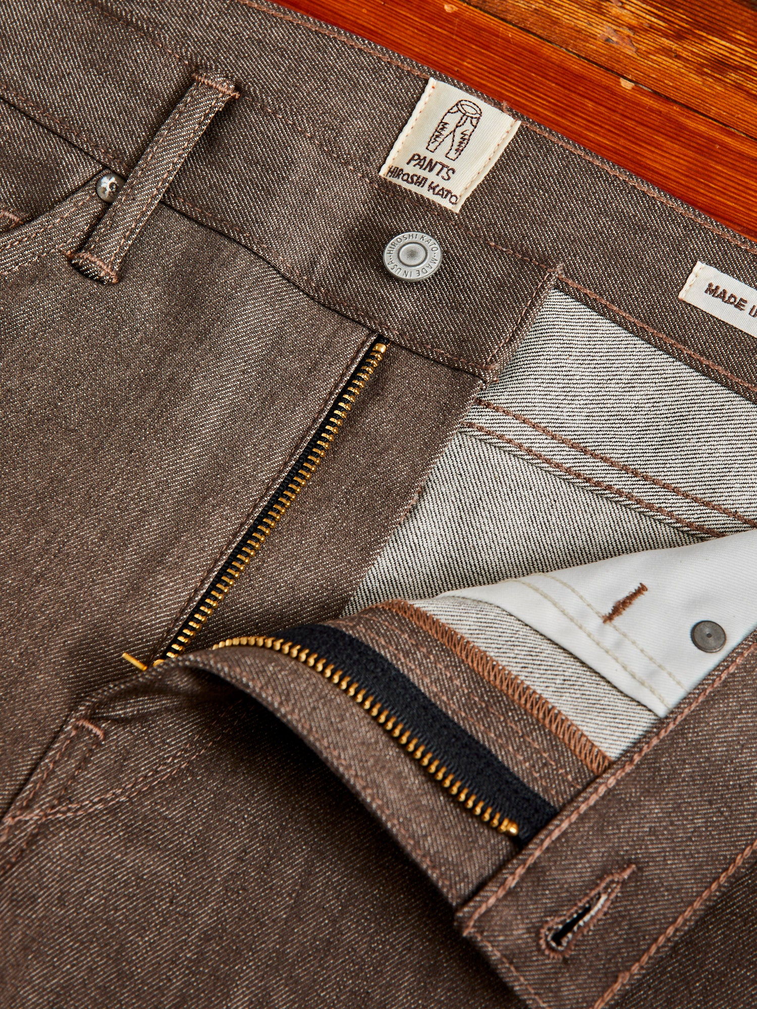 "Brown Raw" 10.5oz Stretch Selvedge Denim - Pen Slim - Image 9
