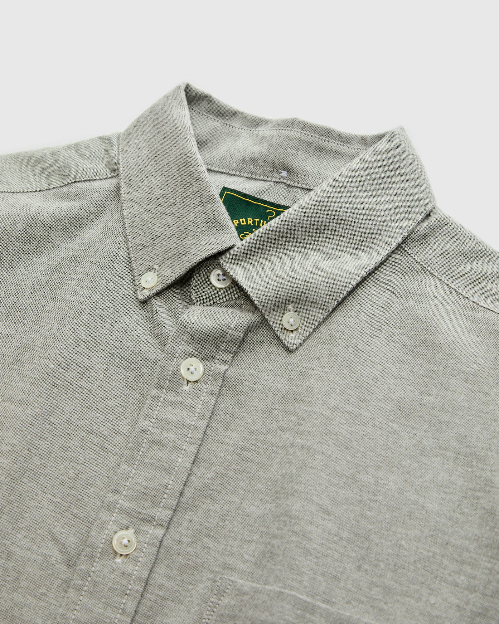 Brushed Oxford Button-Up Shirt in Moss Green - Image 4