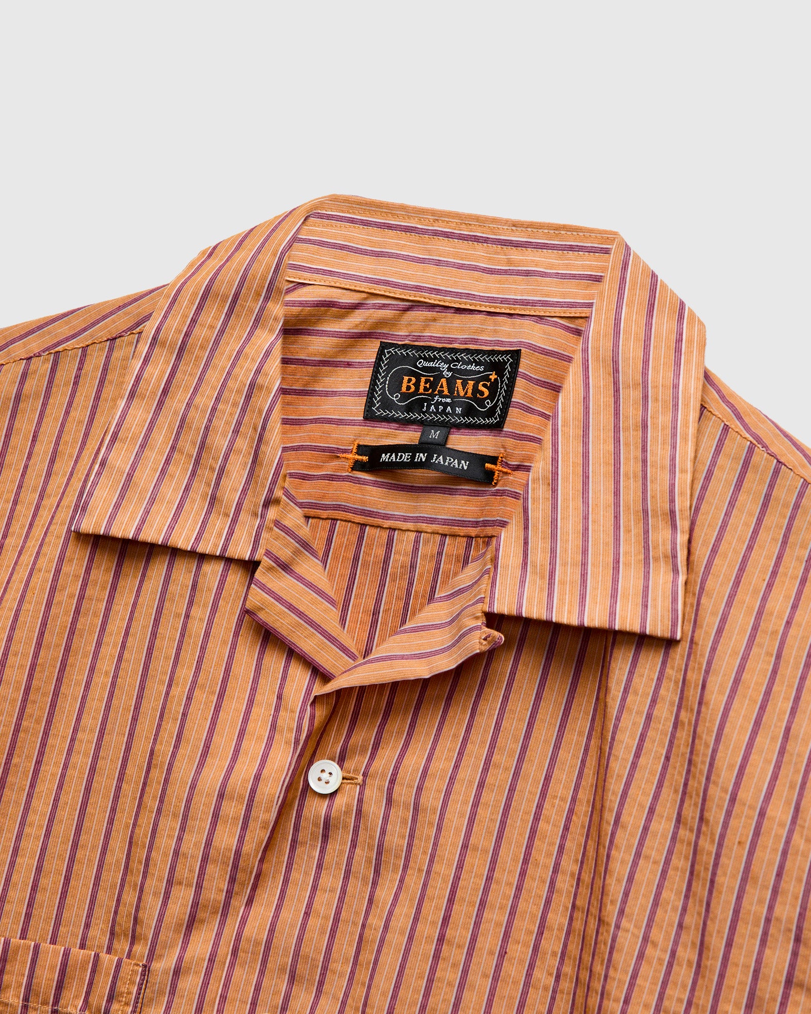 Bumpy Stripe Open Collar Shirt in Orange - Image 3