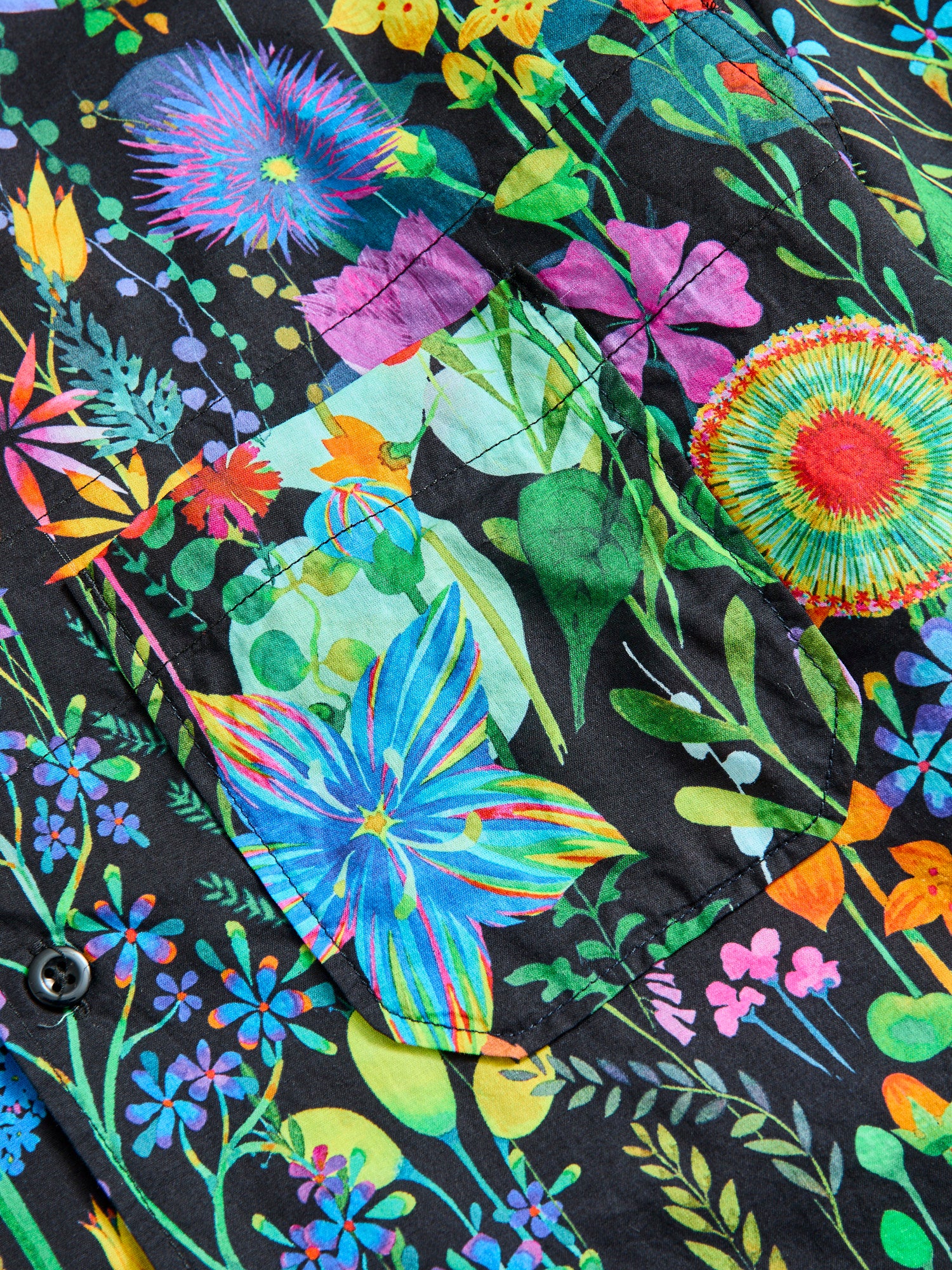 Camp Shirt in Black Floral Lawn - Image 5