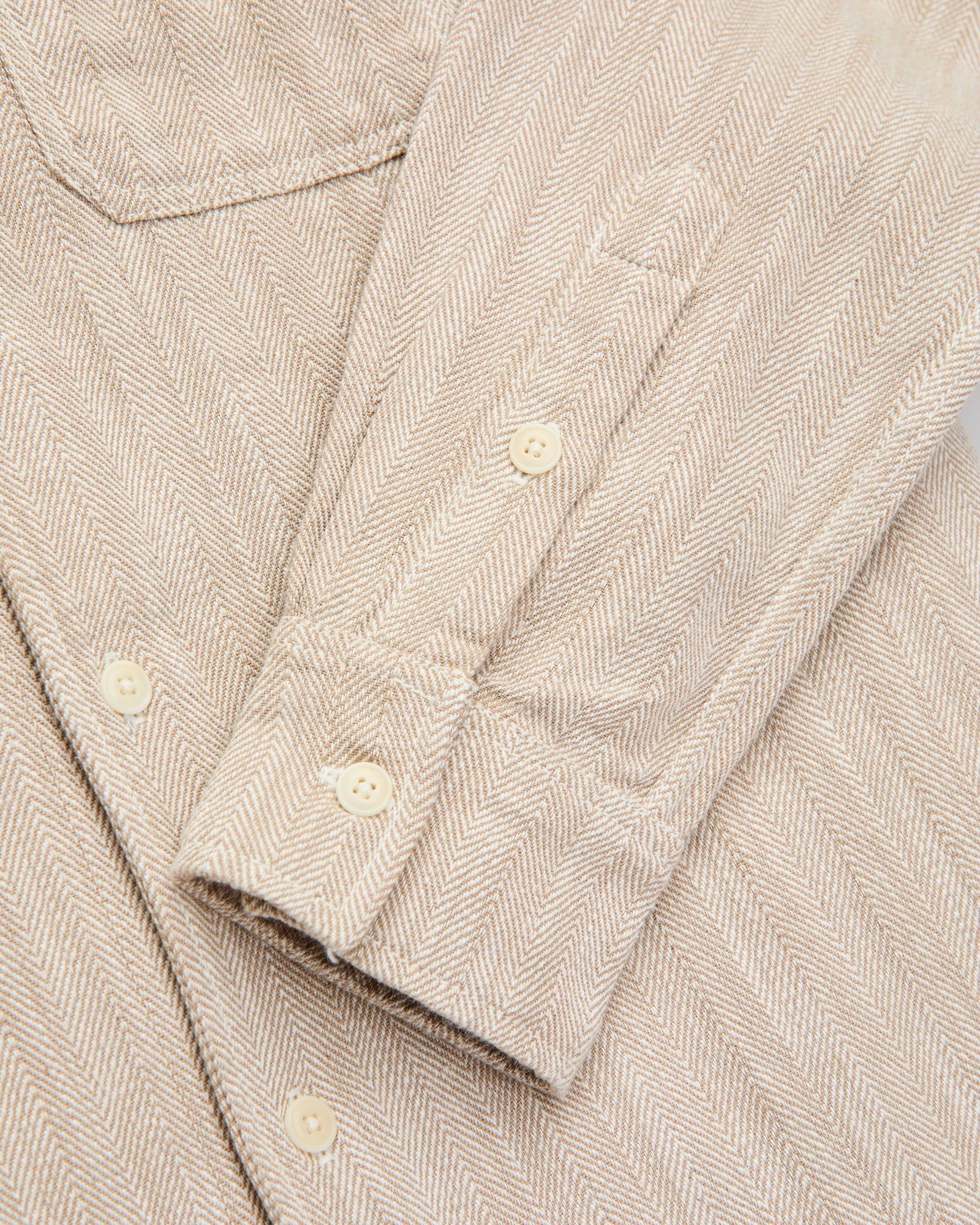 Camp Shirt in Ecru Linen Herringbone Twill - Image 5