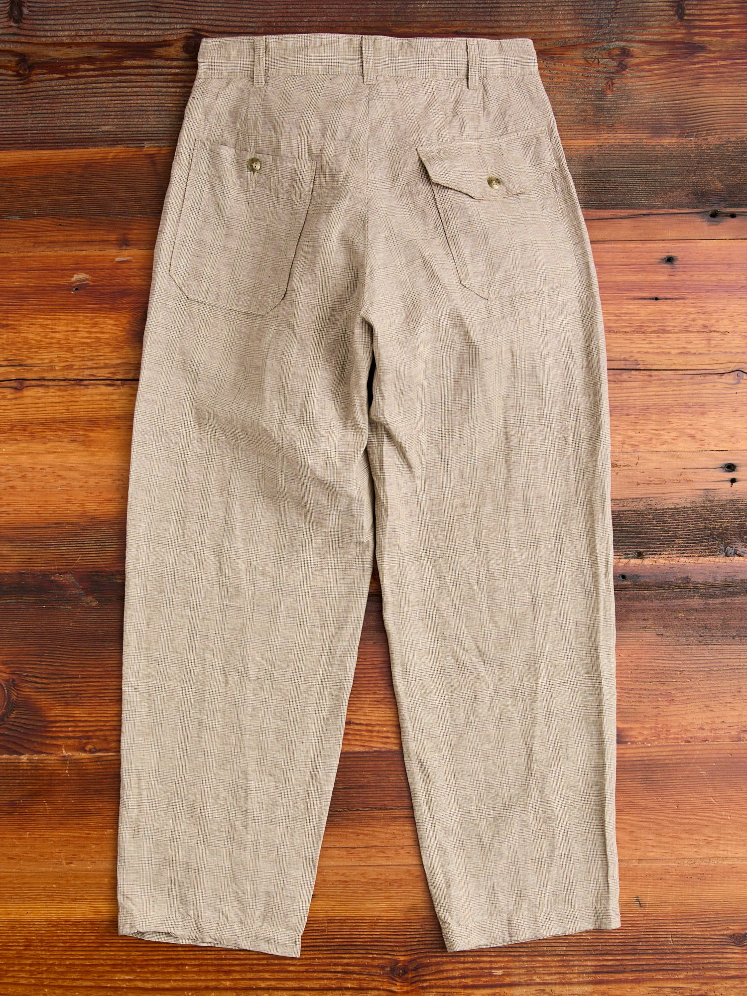 Carlyle Pants in Beige Linen Glen Plaid - Image 11