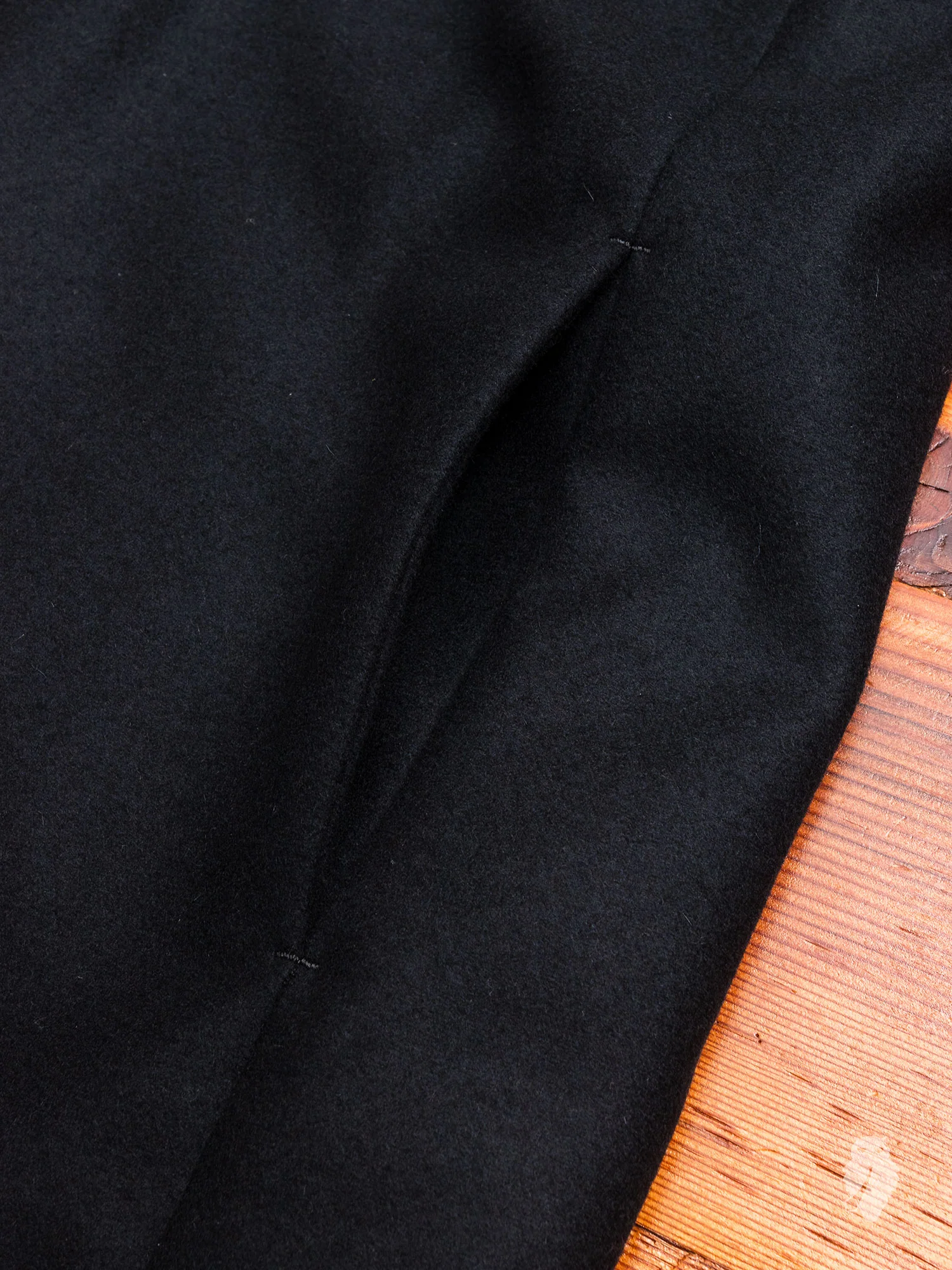 Cashmere Melton Hooded Chesterfield Coat in Black - Image 7