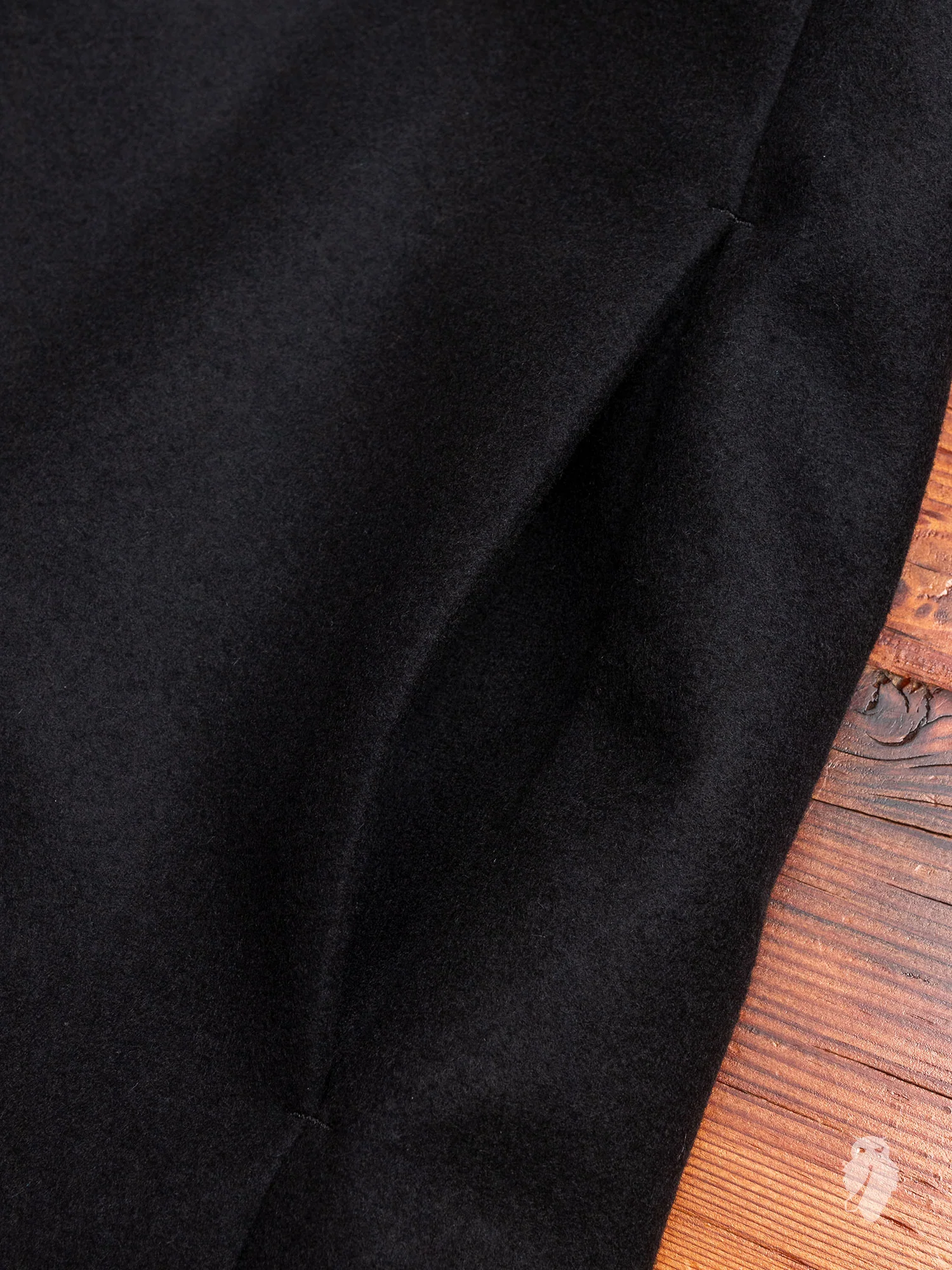 Cashmere Melton Stand Collar Coat in Black - Image 6