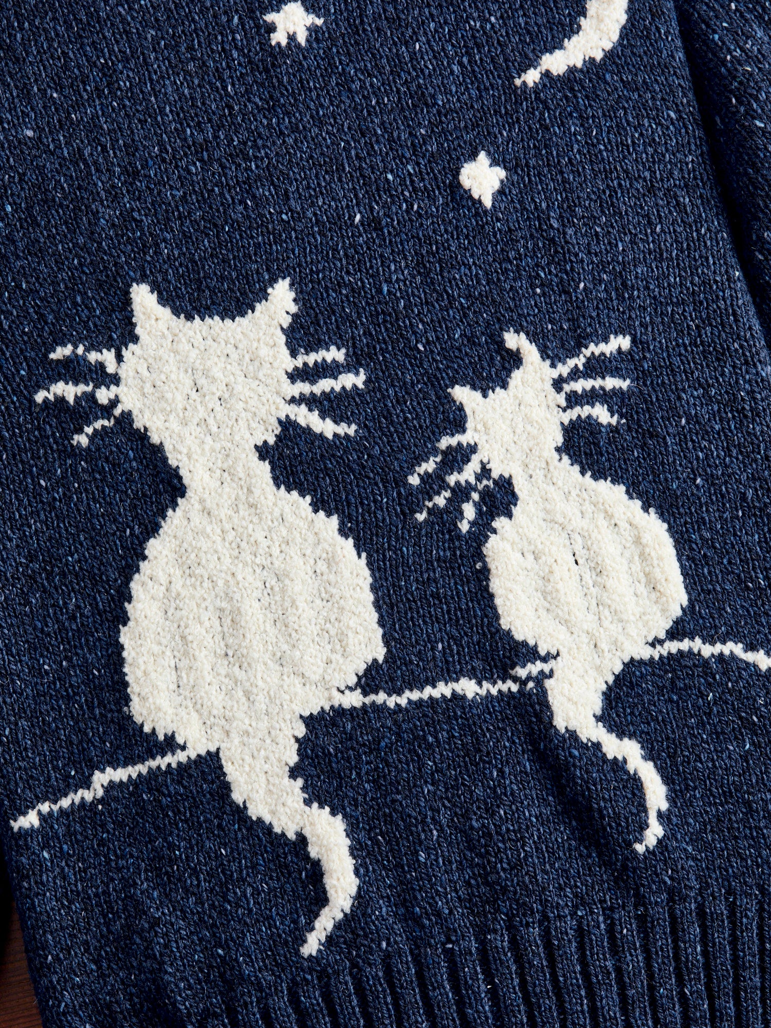 "Cats in Space" Wool Sweater in Blue - Image 4