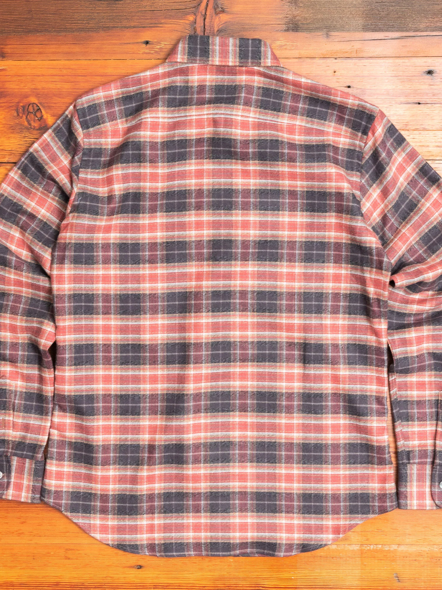 Check Flannel Button-Down Shirt in Brick - Image 12