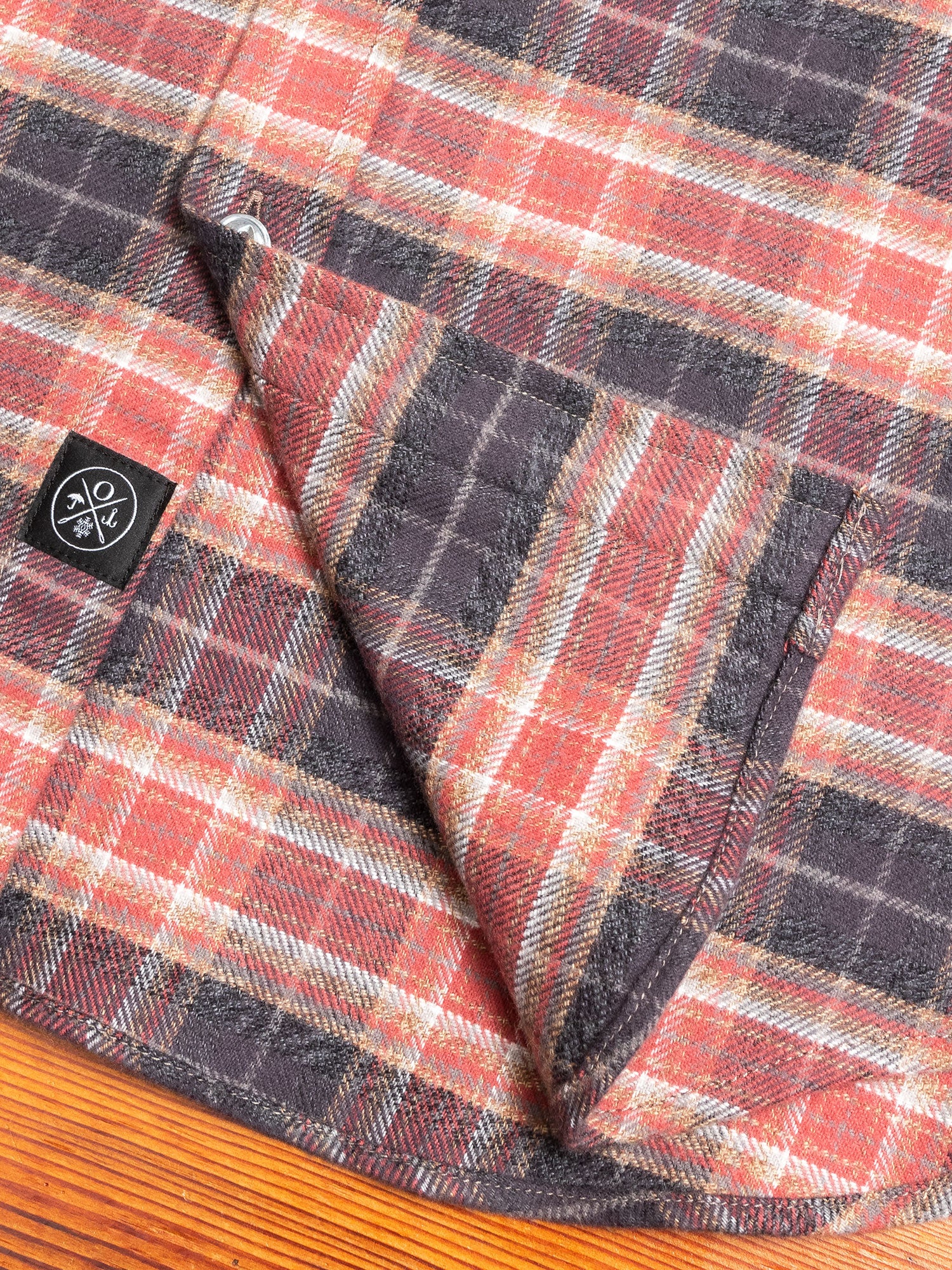 Check Flannel Button-Down Shirt in Brick - Image 5