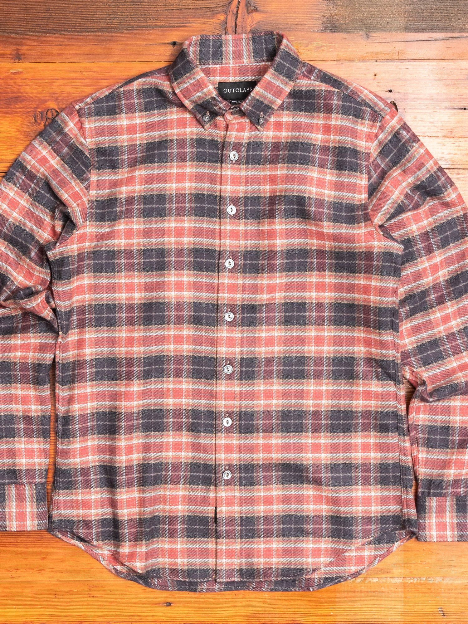 Check Flannel Button-Down Shirt in Brick - Image 7