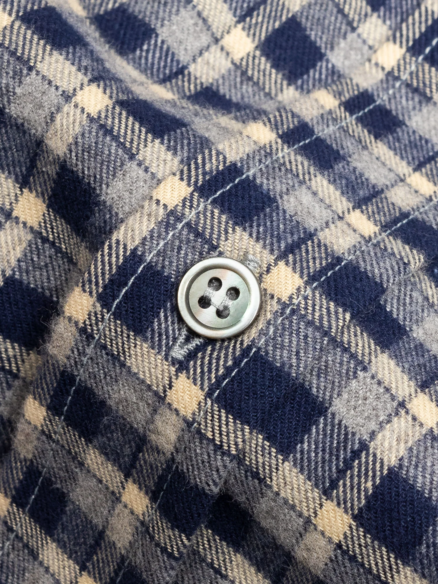 Check Flannel Button-Down Shirt in Navy - Image 3