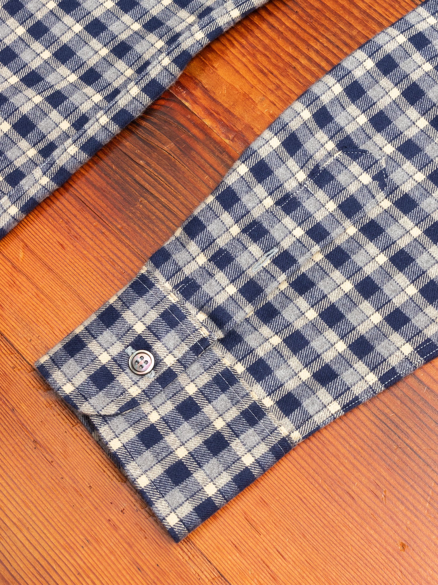 Check Flannel Button-Down Shirt in Navy - Image 4