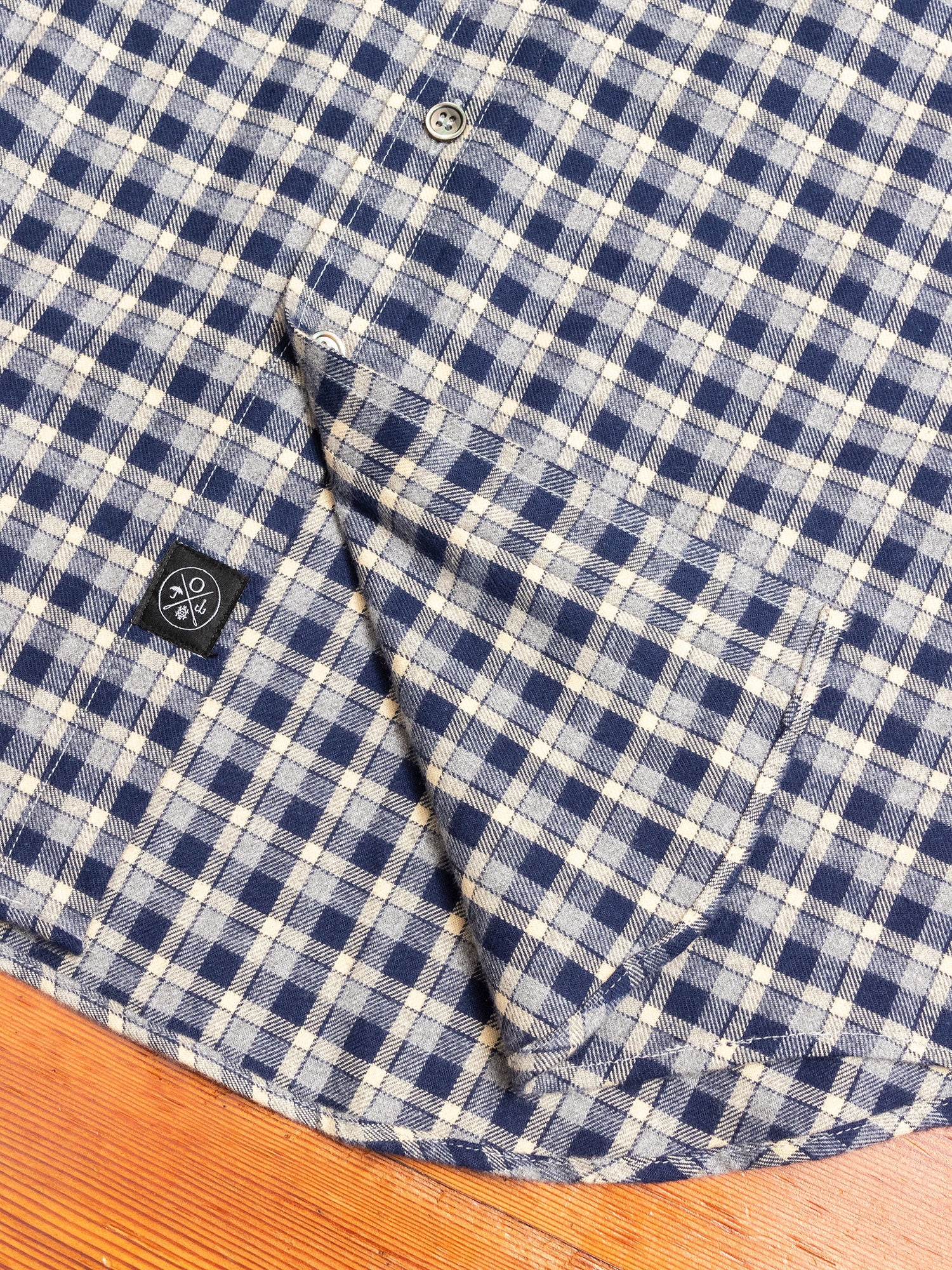 Check Flannel Button-Down Shirt in Navy - Image 5