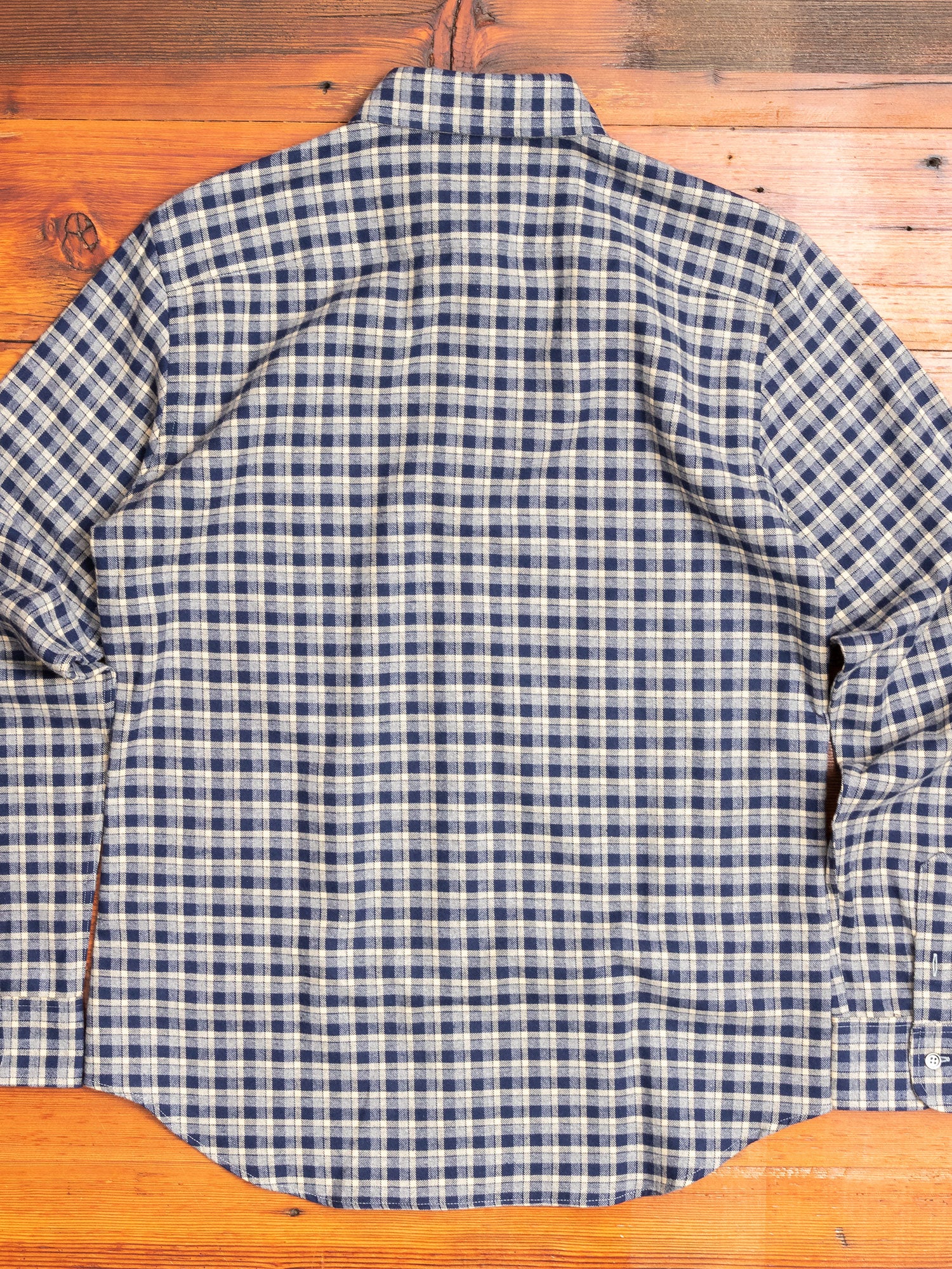 Check Flannel Button-Down Shirt in Navy - Image 6