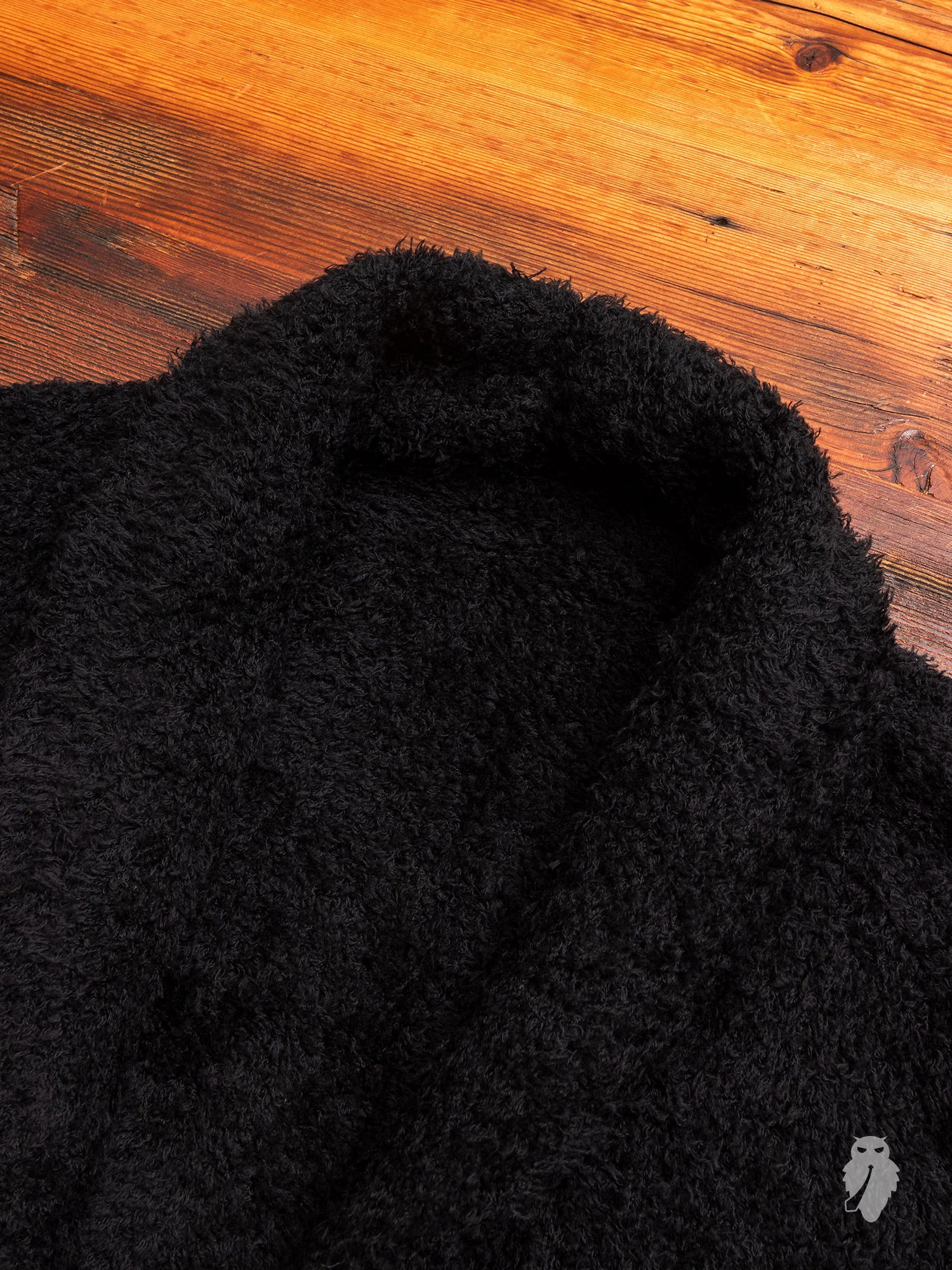 Chenille Knit Stole Collar Cardigan in Black Wool - Image 3