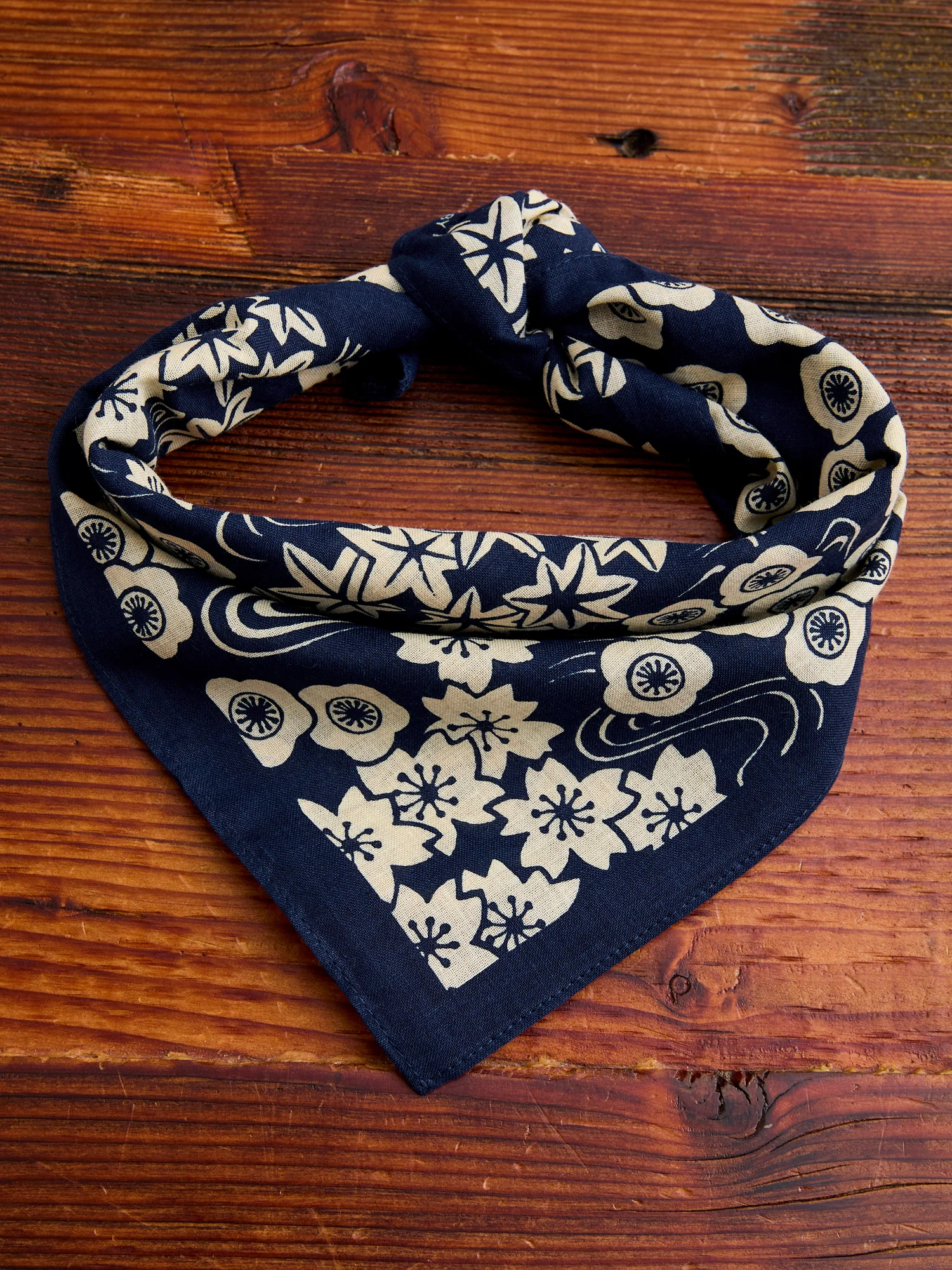 "Chiyogami-Sakura" Bandanna in Dark Navy - Image 2
