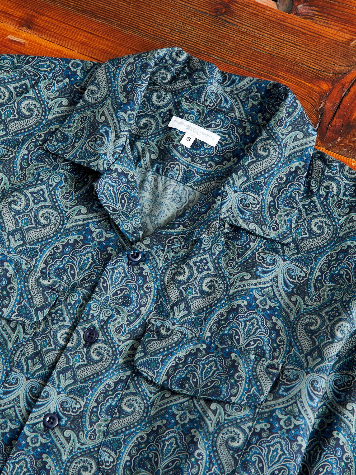 Classic Shirt in Navy Cotton Paisley Print - Image 3