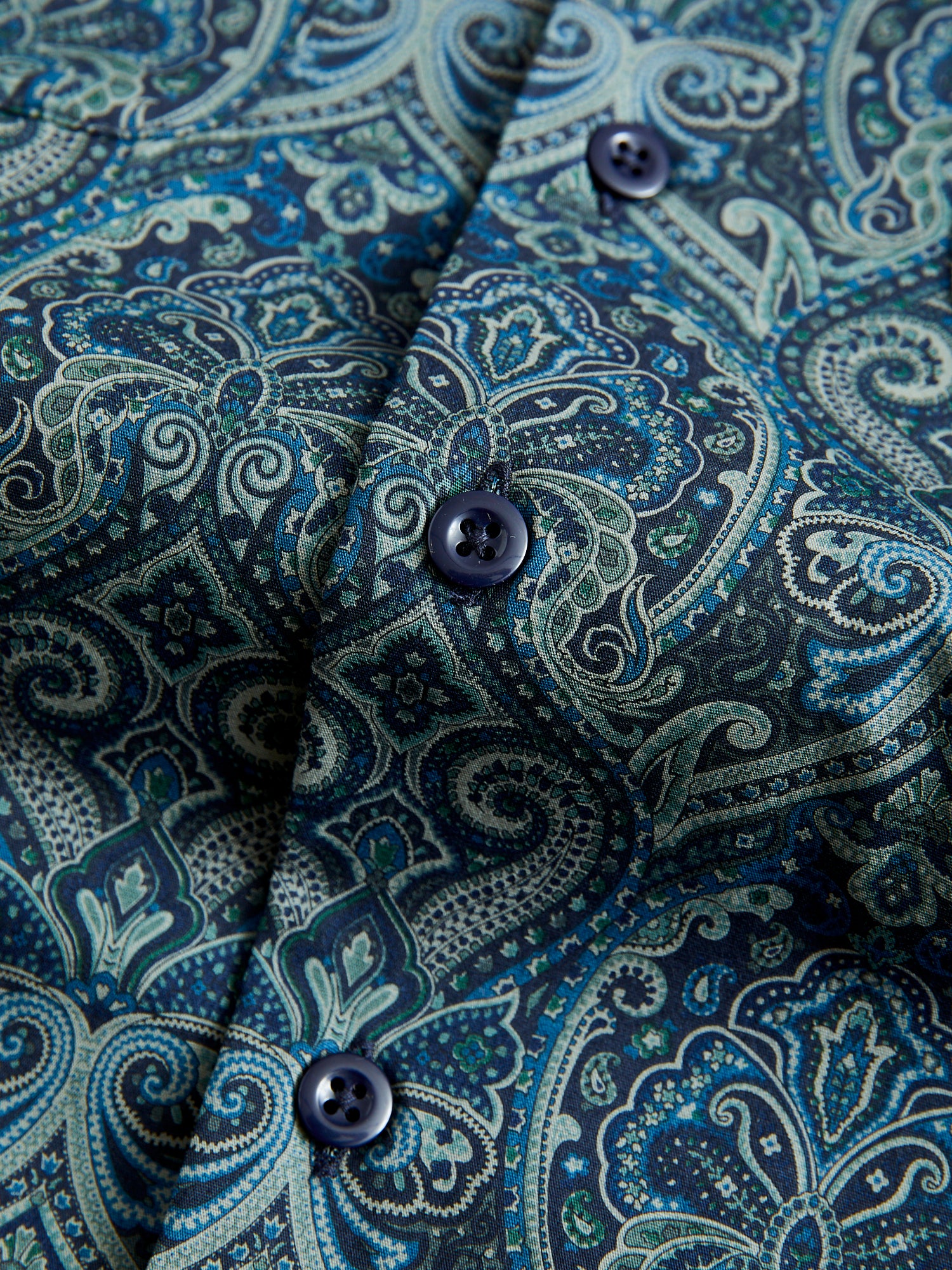Classic Shirt in Navy Cotton Paisley Print - Image 7