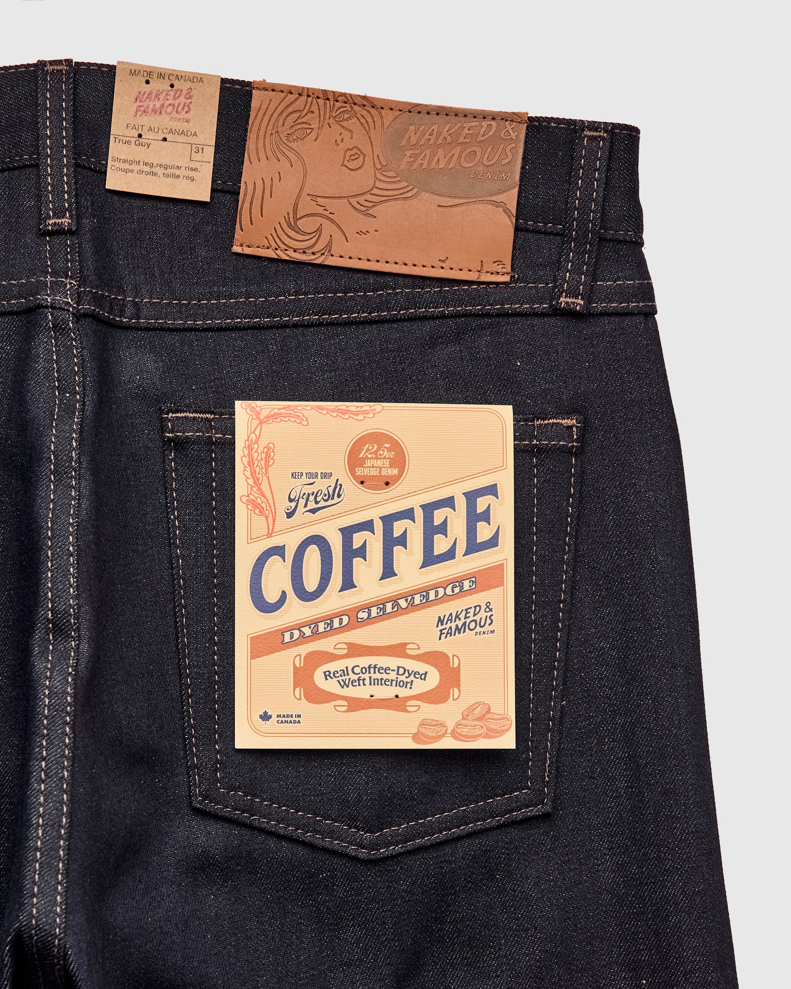 "Coffee Dye" 12.5oz Selvedge Denim - True Guy Fit - Image 4