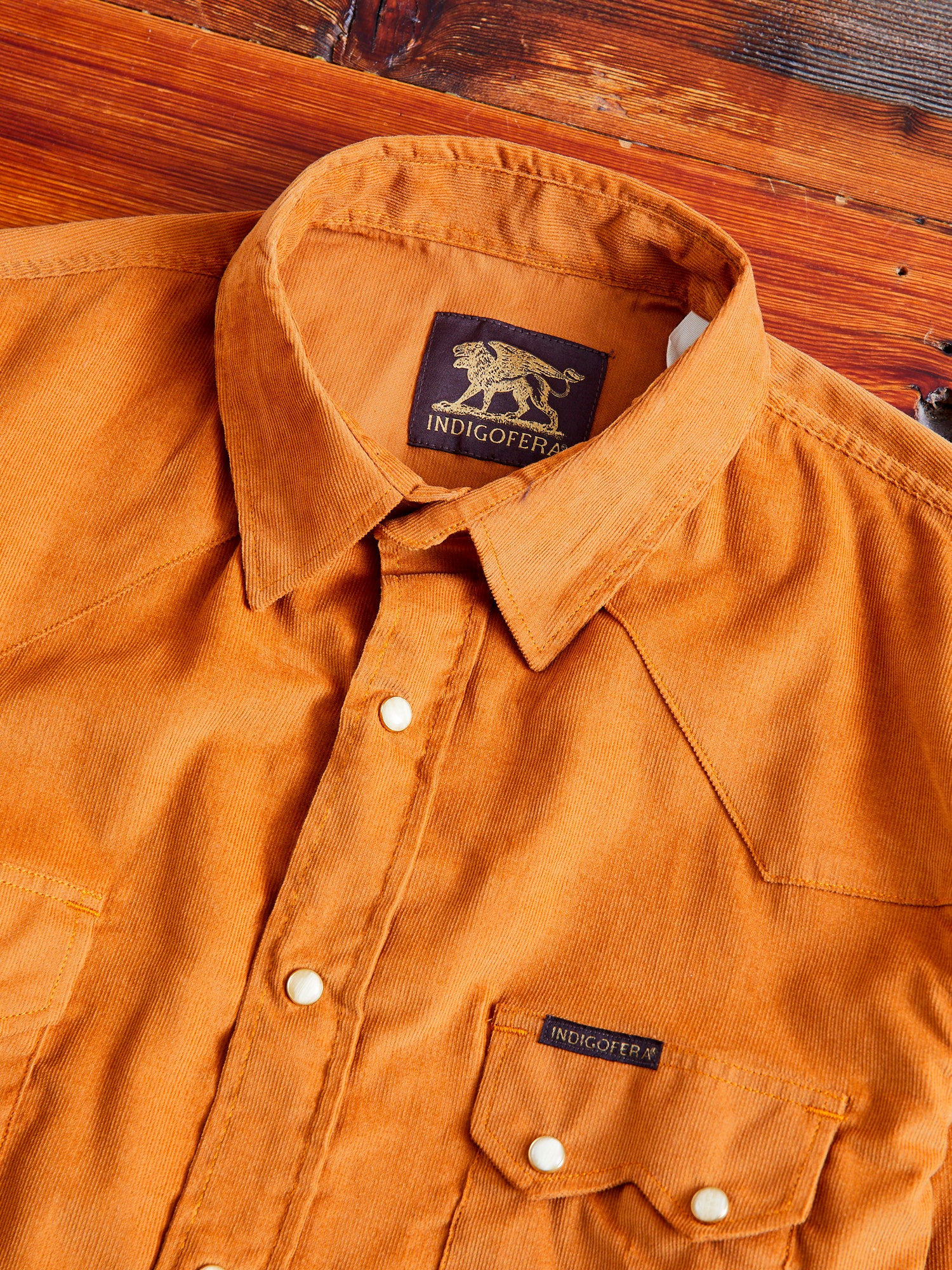 Corduroy Dollard Western Shirt in Beige - Image 3