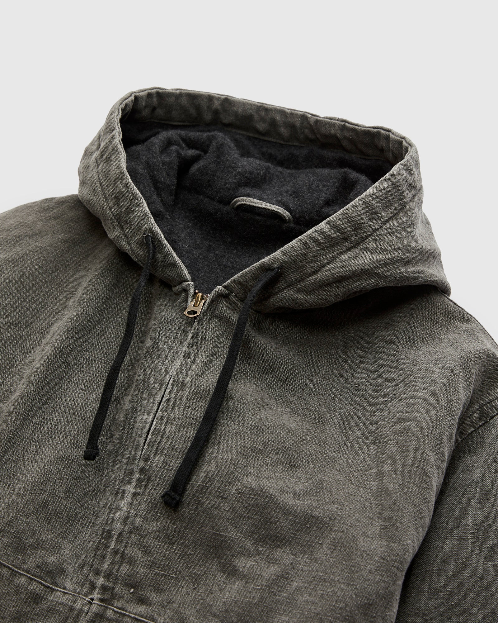 Cotton Hemp Hoody Jacket in Sumi - Image 4