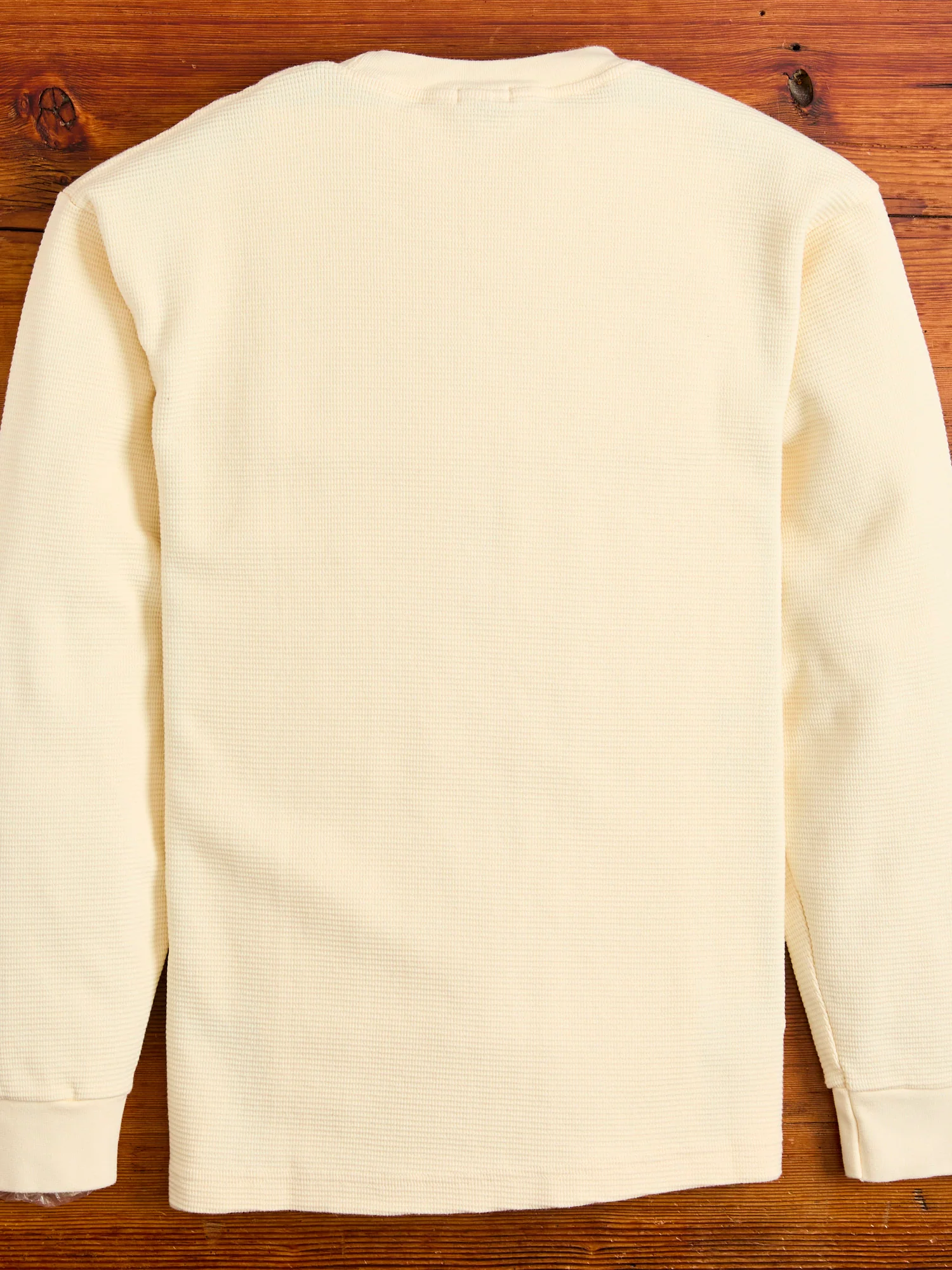 Cotton Longsleeve Thermal Knit in Cream - Image 3