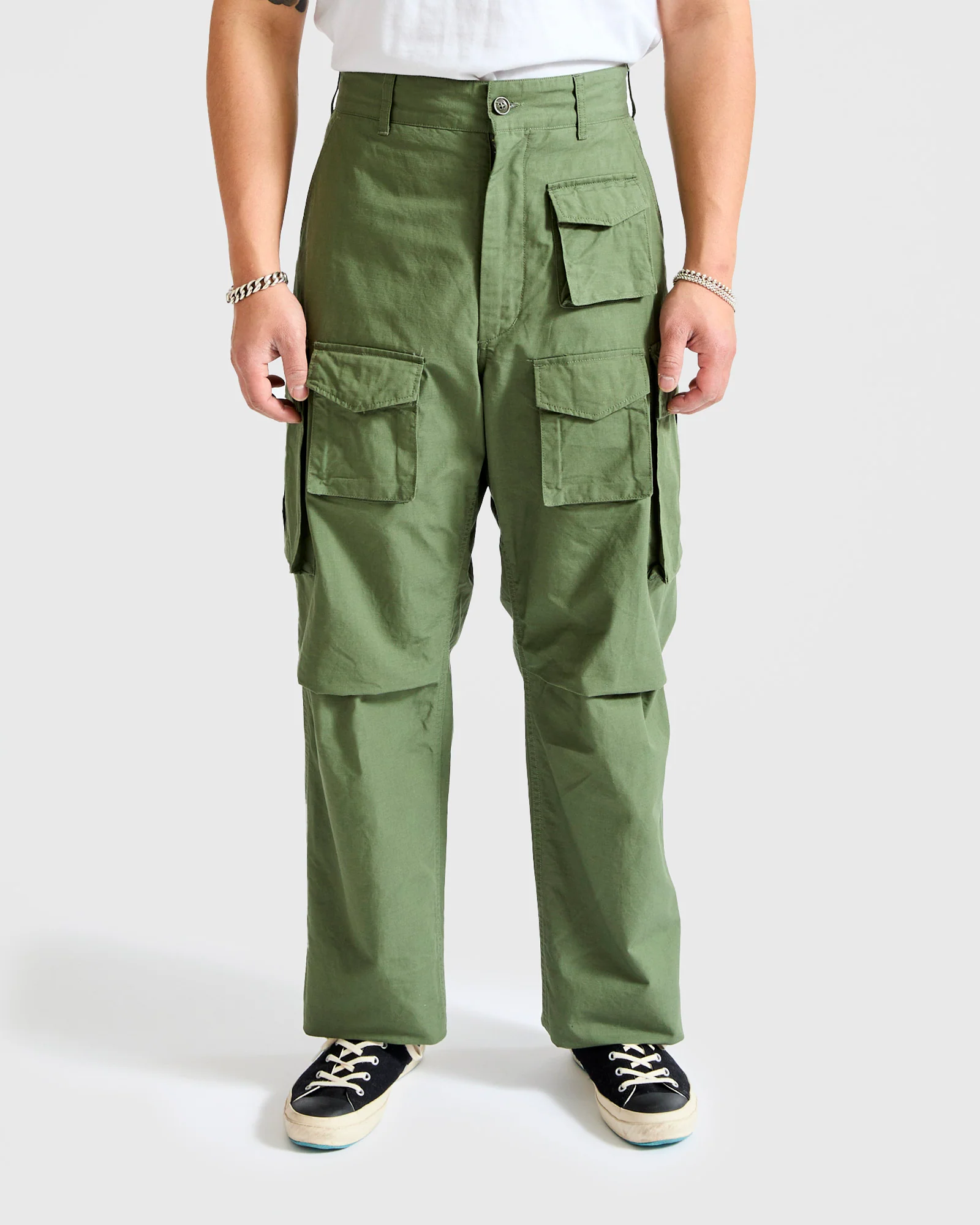 Cotton Ripstop FA Flight Cargo Pants in Olive - Image 2