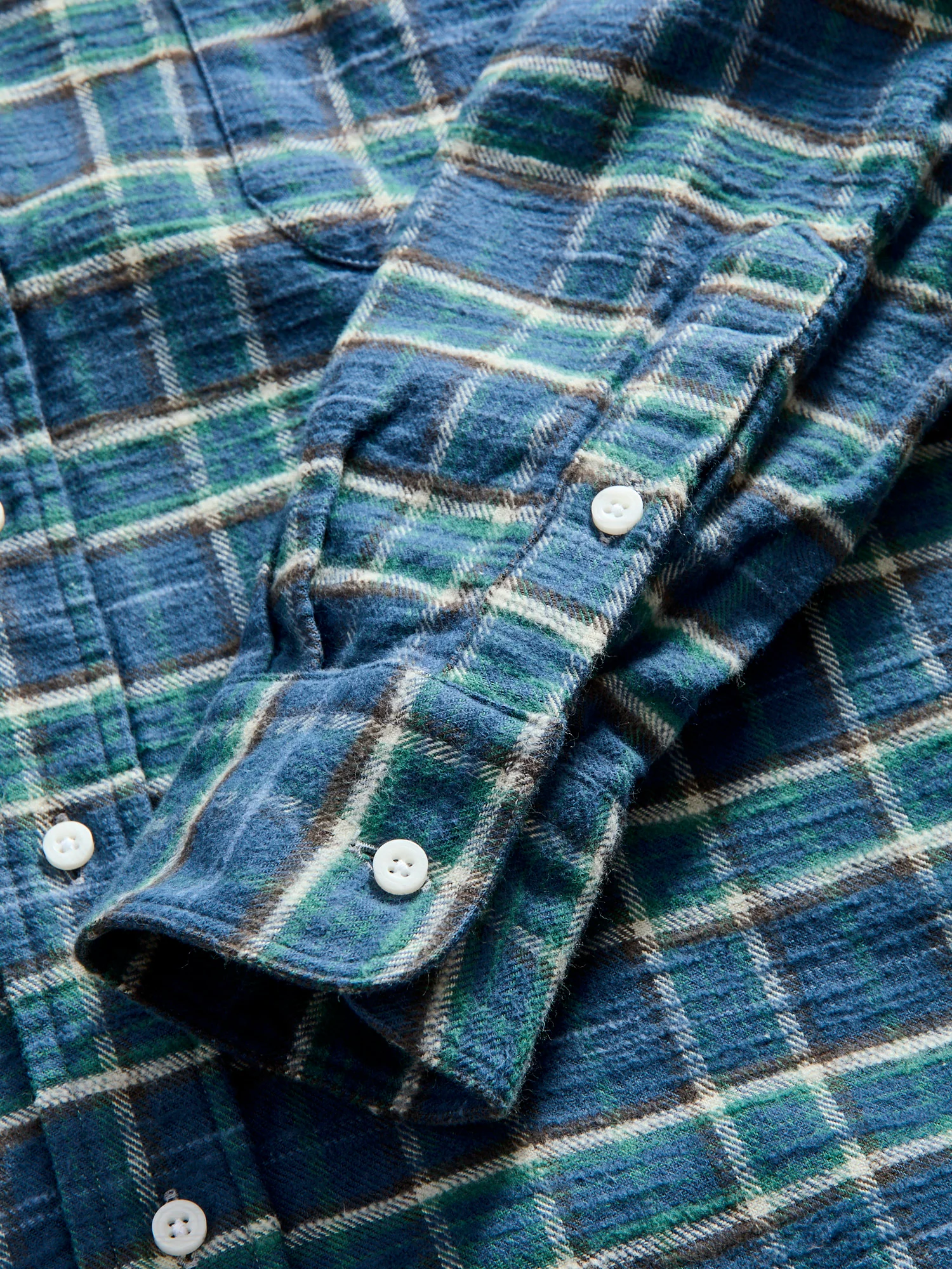 Cotton Slub Check Flannel in Blue - Image 5