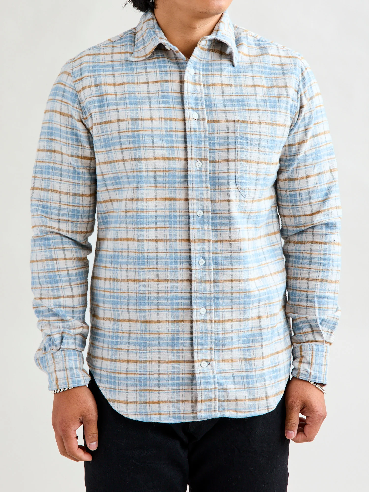 Cotton Slub Check Flannel in White - Image 2