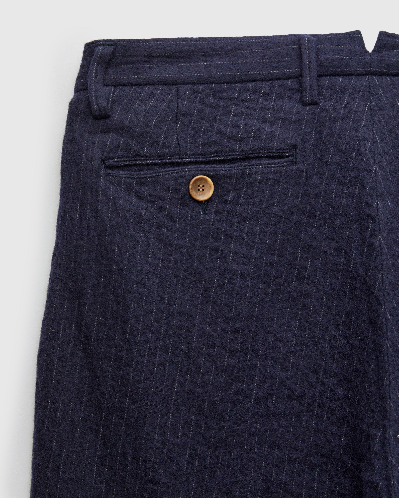 Cotton Wool 2Tuck Trousers in Navy Pinstripe - Image 4
