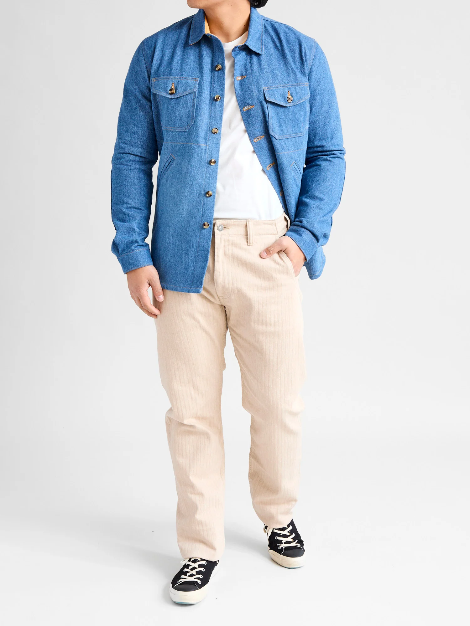 Crissman Denim Overshirt in Sky Blue - Image 12