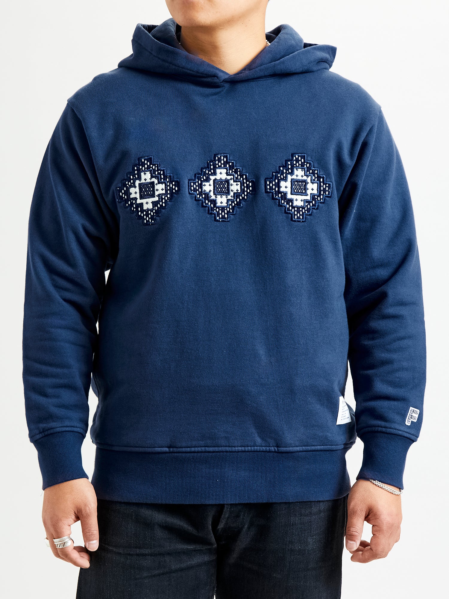 Crosspatches Pullover Hoodie in Indigo - Image 2
