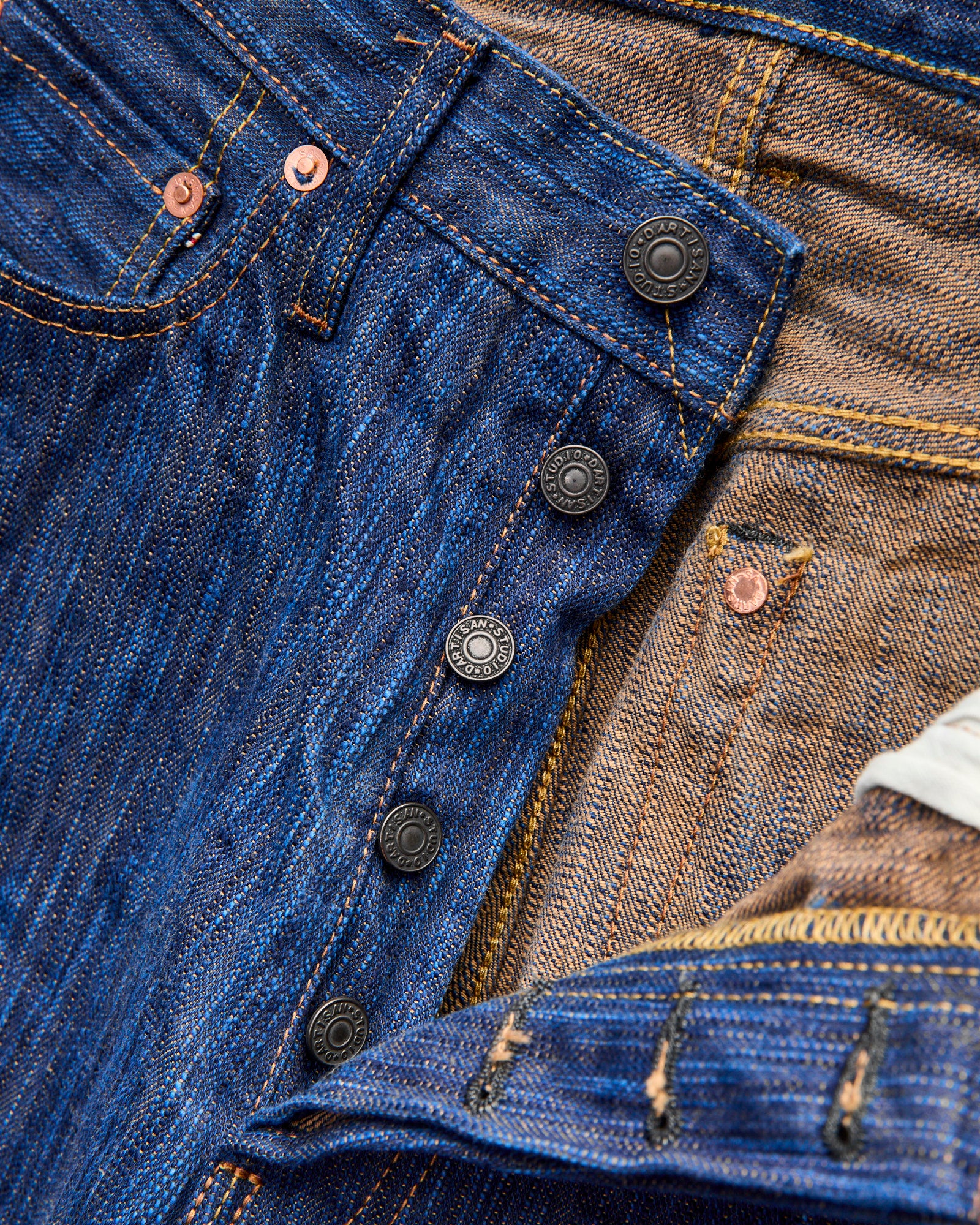 D1905S "Awa Shoai Kakishibu" 15oz Natural Indigo Kakishibu Selvedge Jeans - Regular Straight Fit - Image 7