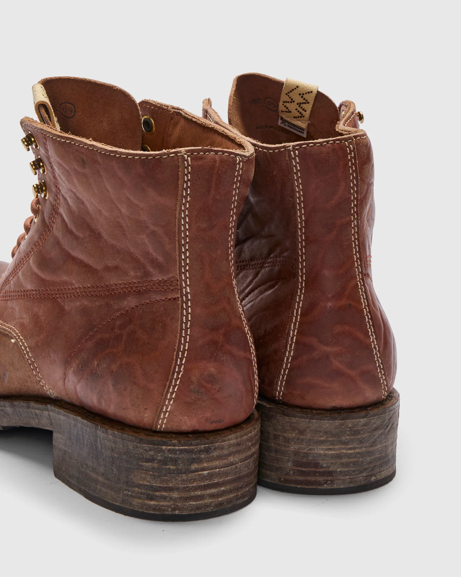 Damaged Virgil Boots-Folk in Brown Horsehide - Image 5