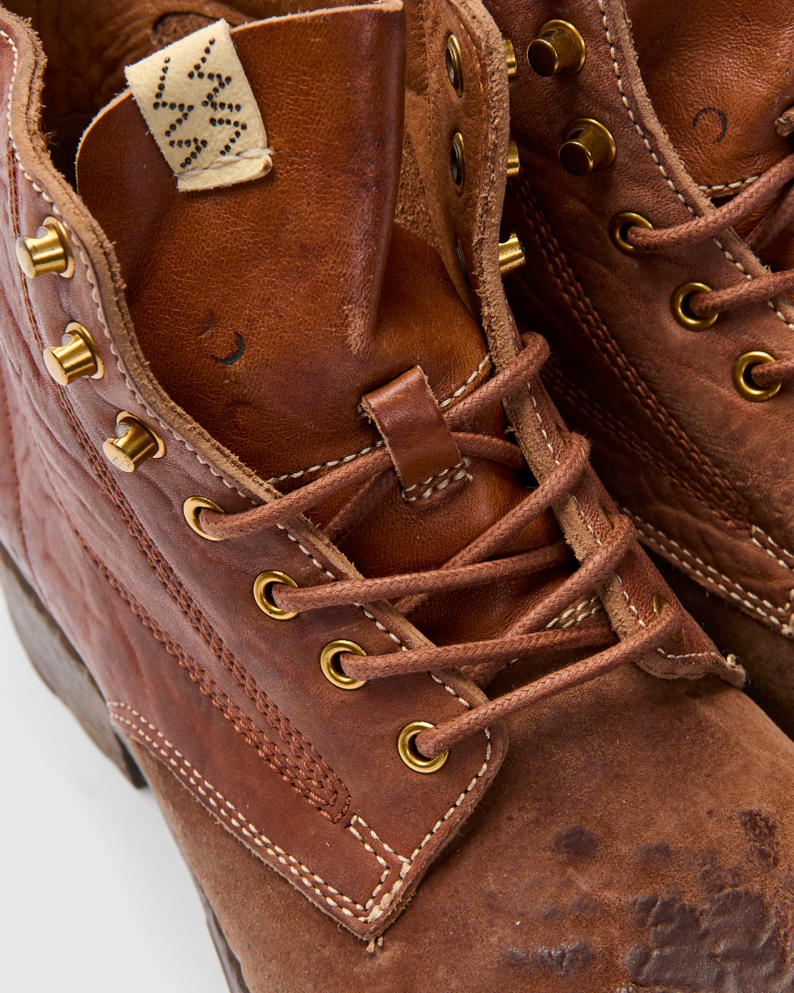 Damaged Virgil Boots-Folk in Brown Horsehide - Image 8