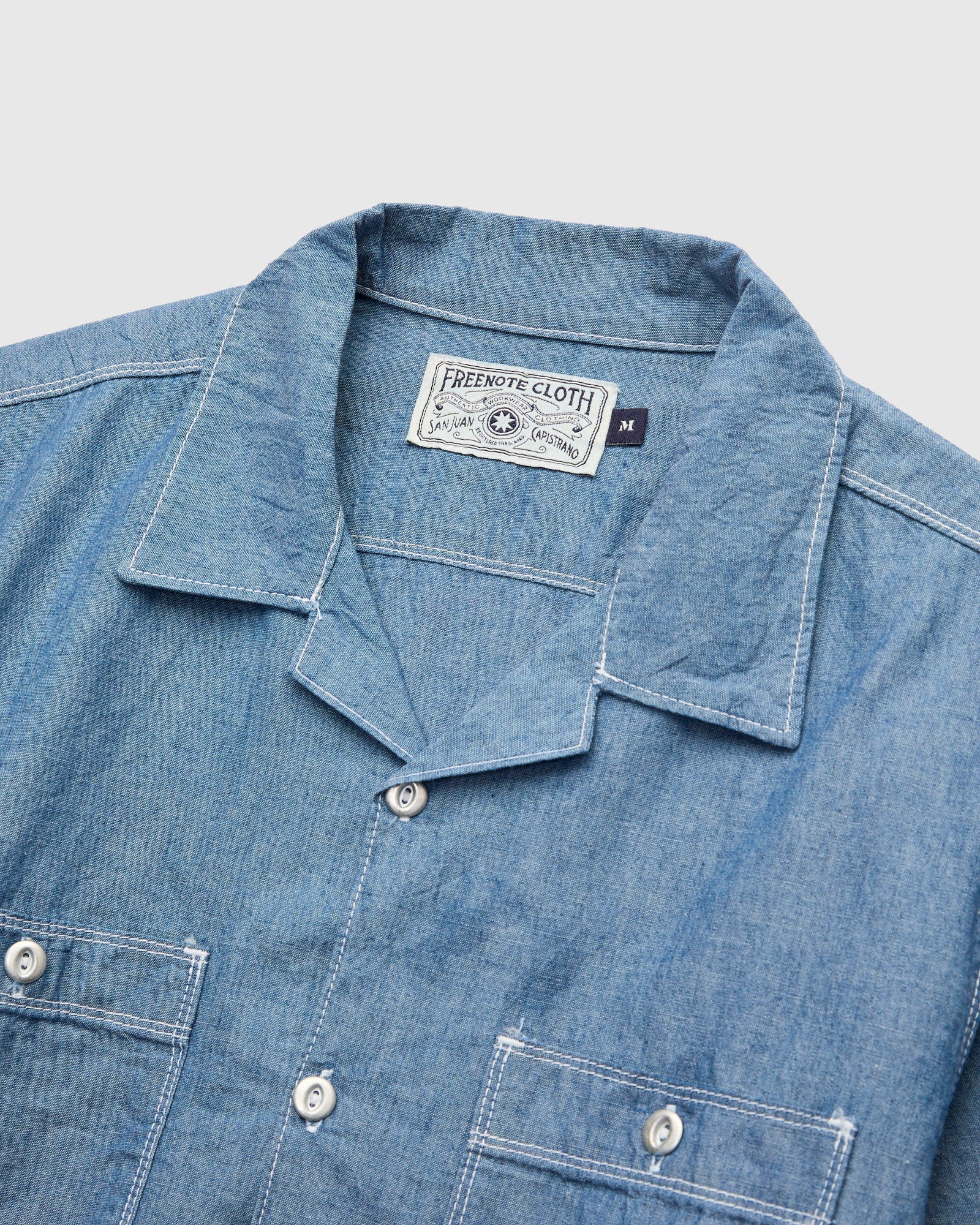 Dayton Short Sleeve Workshirt in Indigo Chambray - Image 4