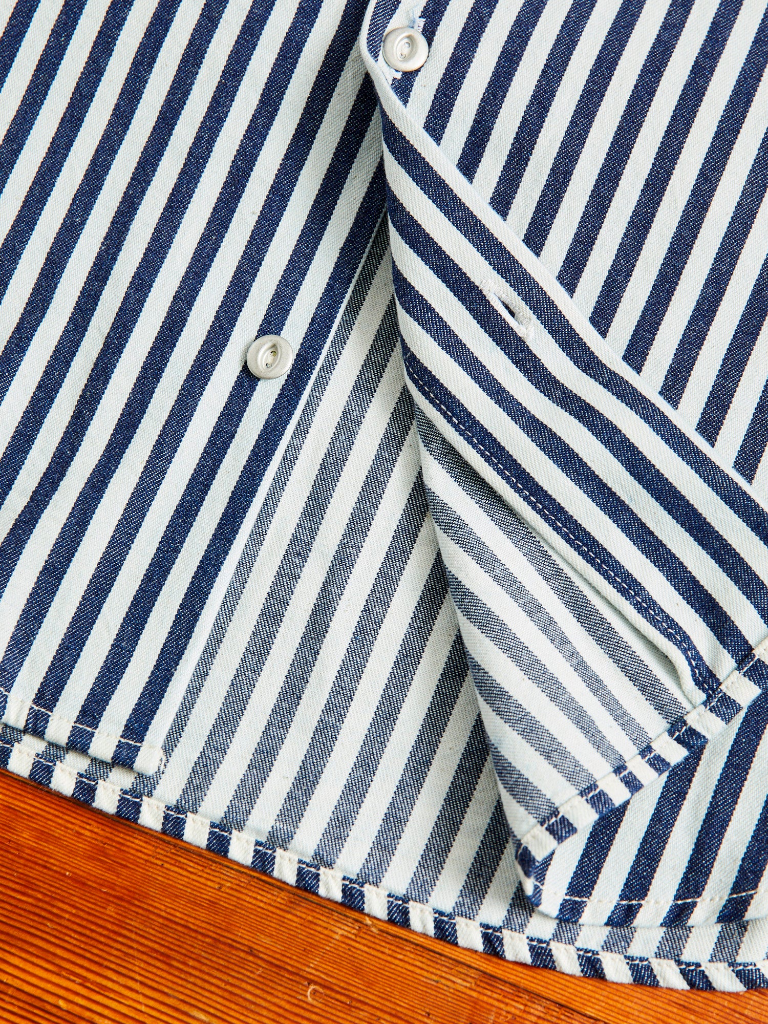 Dayton Short Sleeve Work Shirt in Indigo Stripe - Image 7
