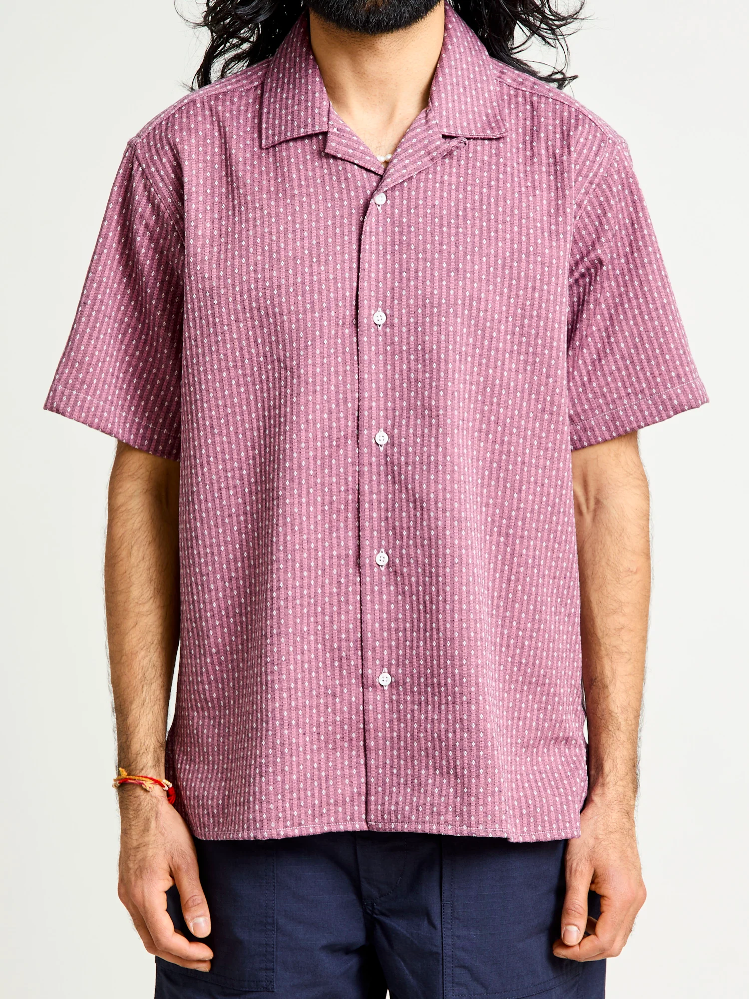 Dobby Camp Shirt in Pink - Image 2