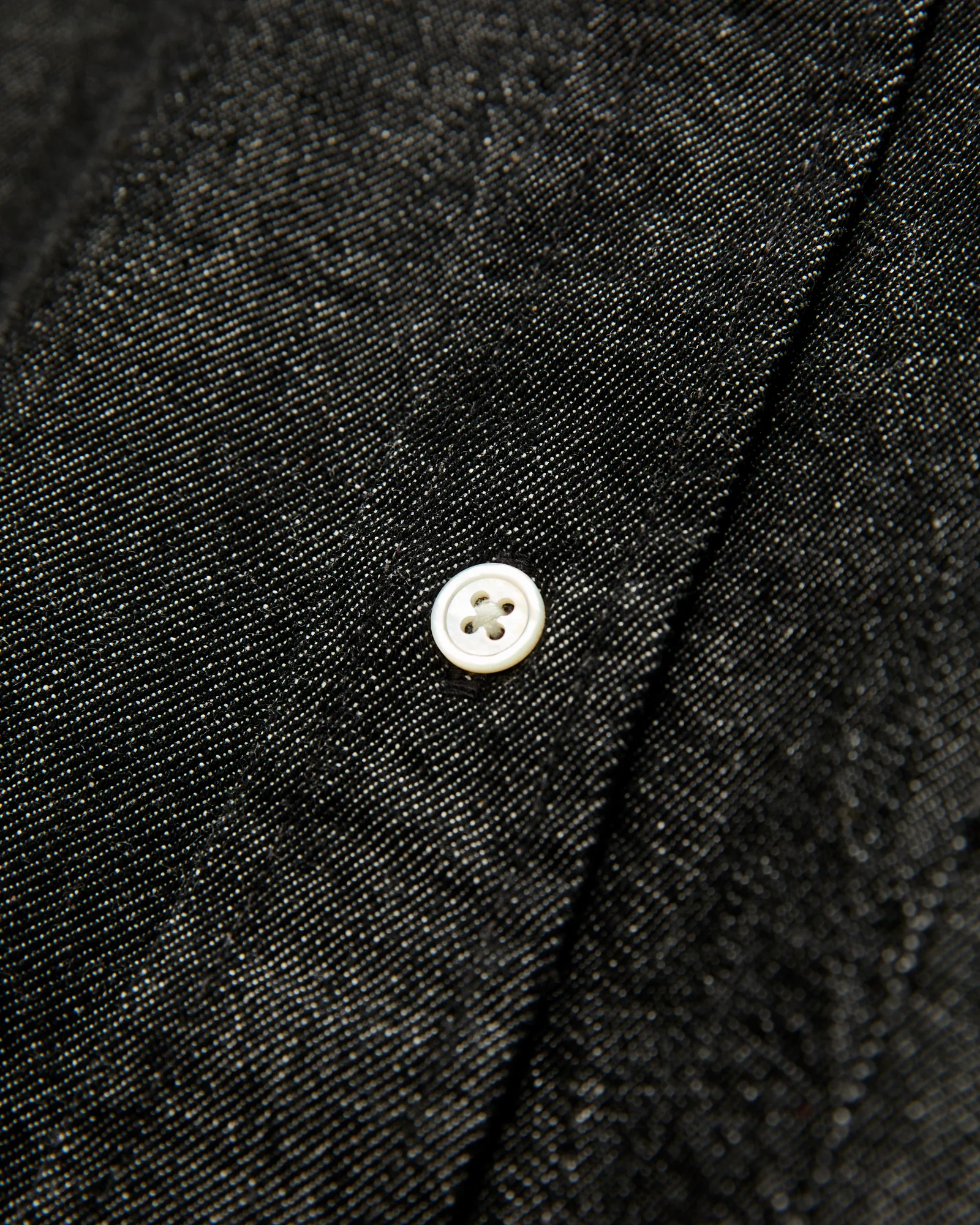 Denim Button-Down Shirt in Black White - Image 4