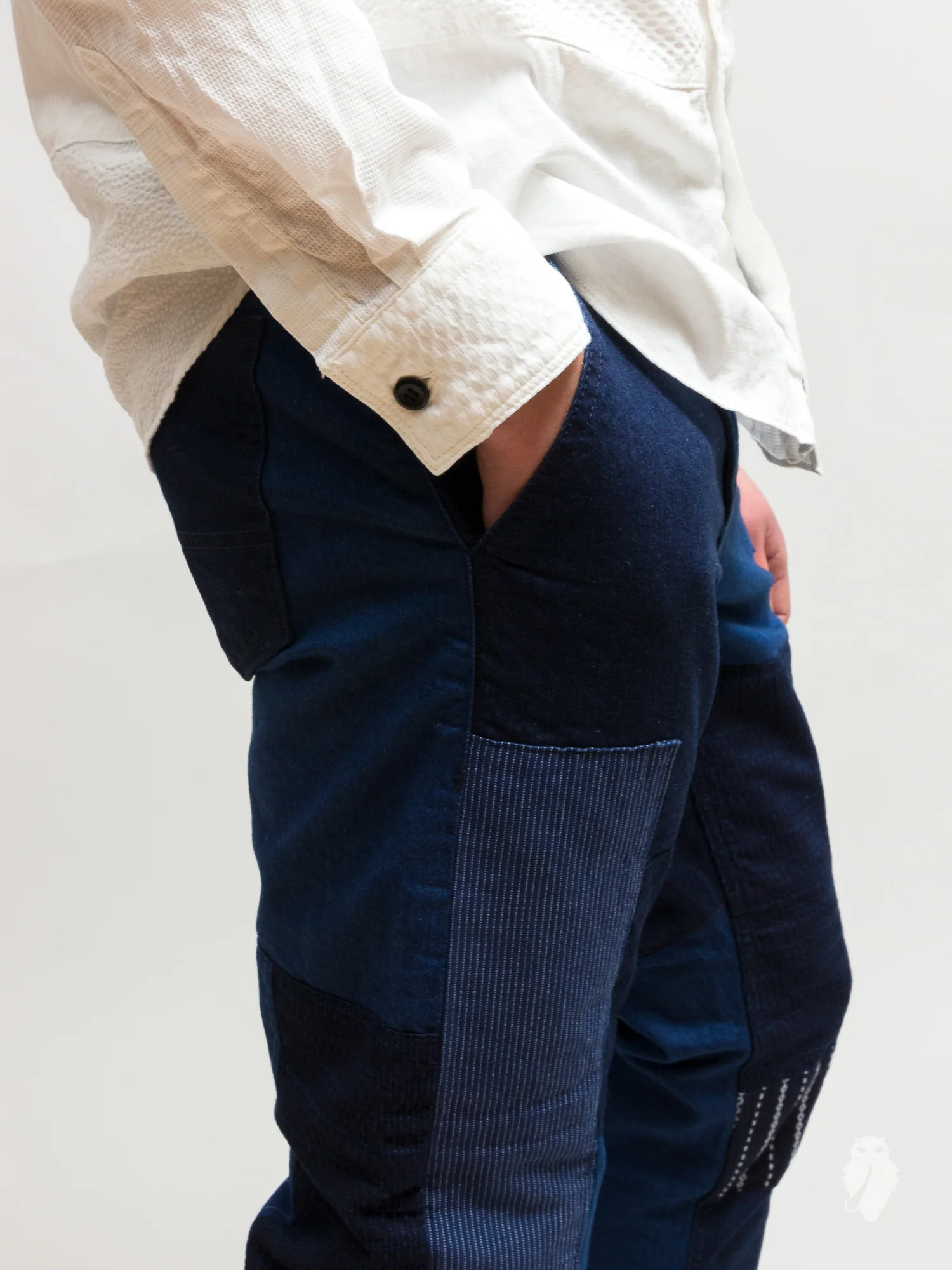 Denim Patchwork Pants in Indigo - Image 4