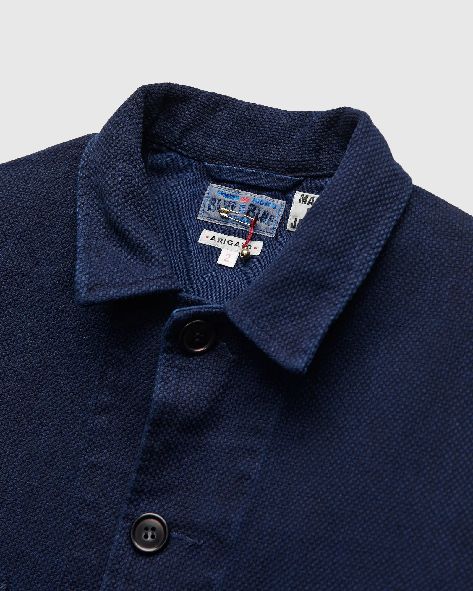 Double Cloth Sashiko Coverall Jacket in Pure Indigo - Image 4