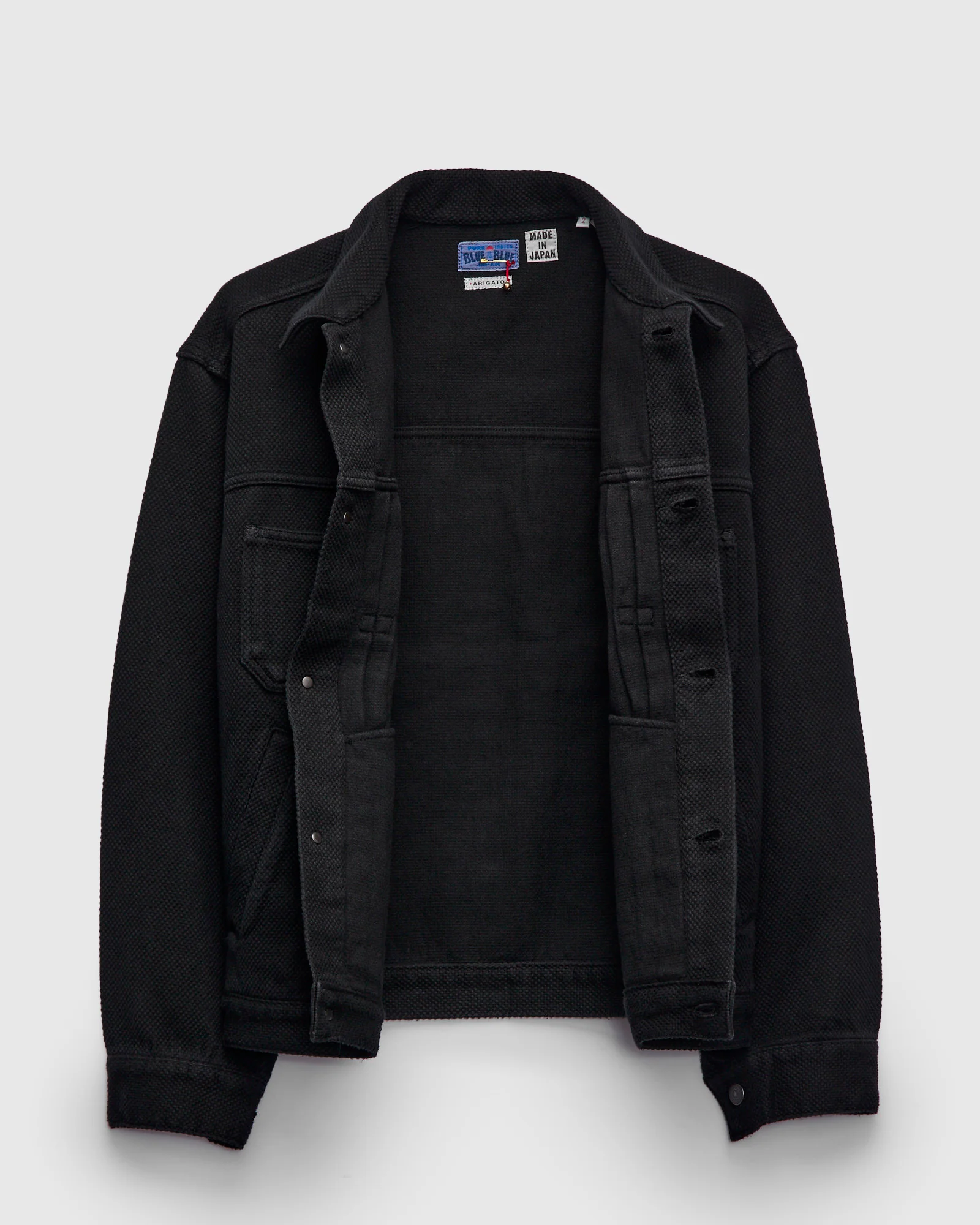 Double Cloth Sashiko Trucker Jacket in Black - Image 3