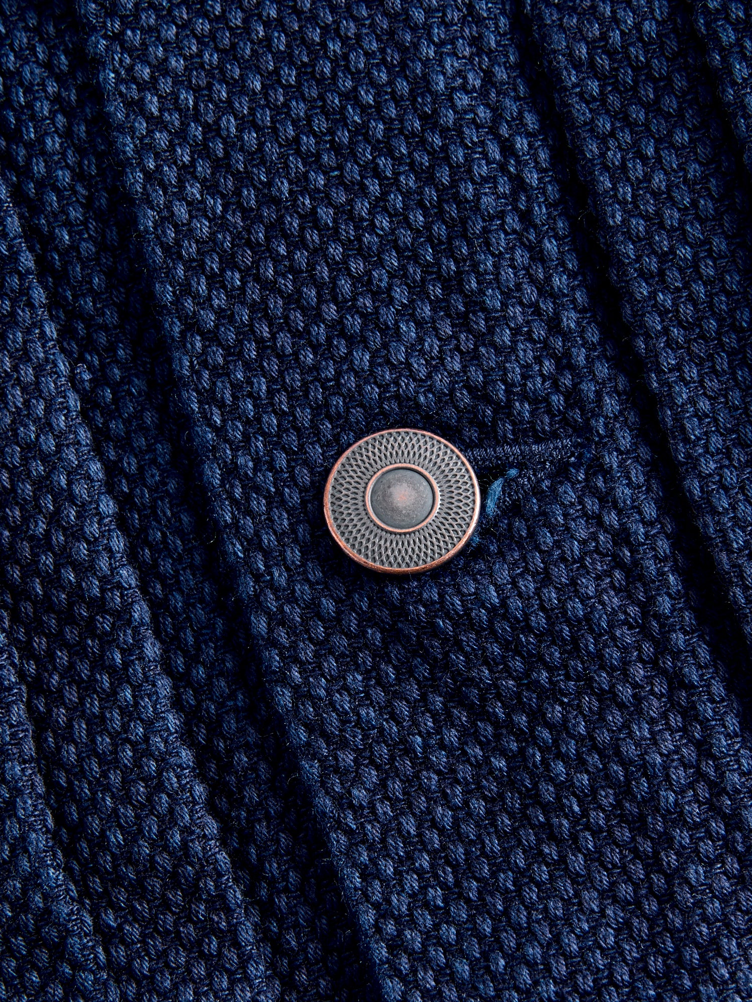 Double Cloth Sashiko Trucker Jacket in Hand Dyed Indigo - Image 6