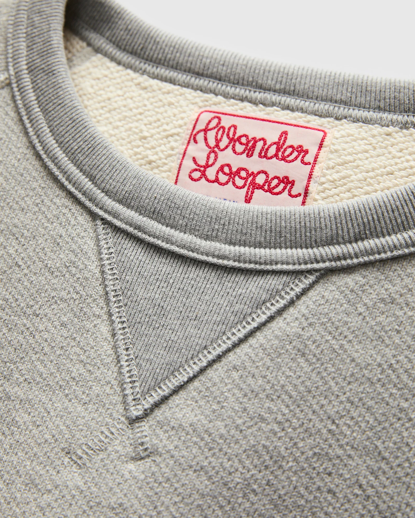Double Heavyweight French Terry 25.8oz Crewneck in Heather Grey - Image 4
