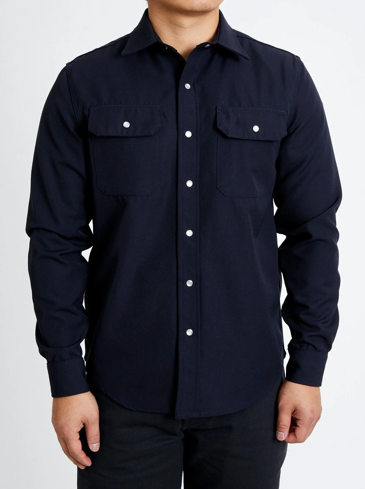 Drover Overshirt in Navy Gabardine - Image 2