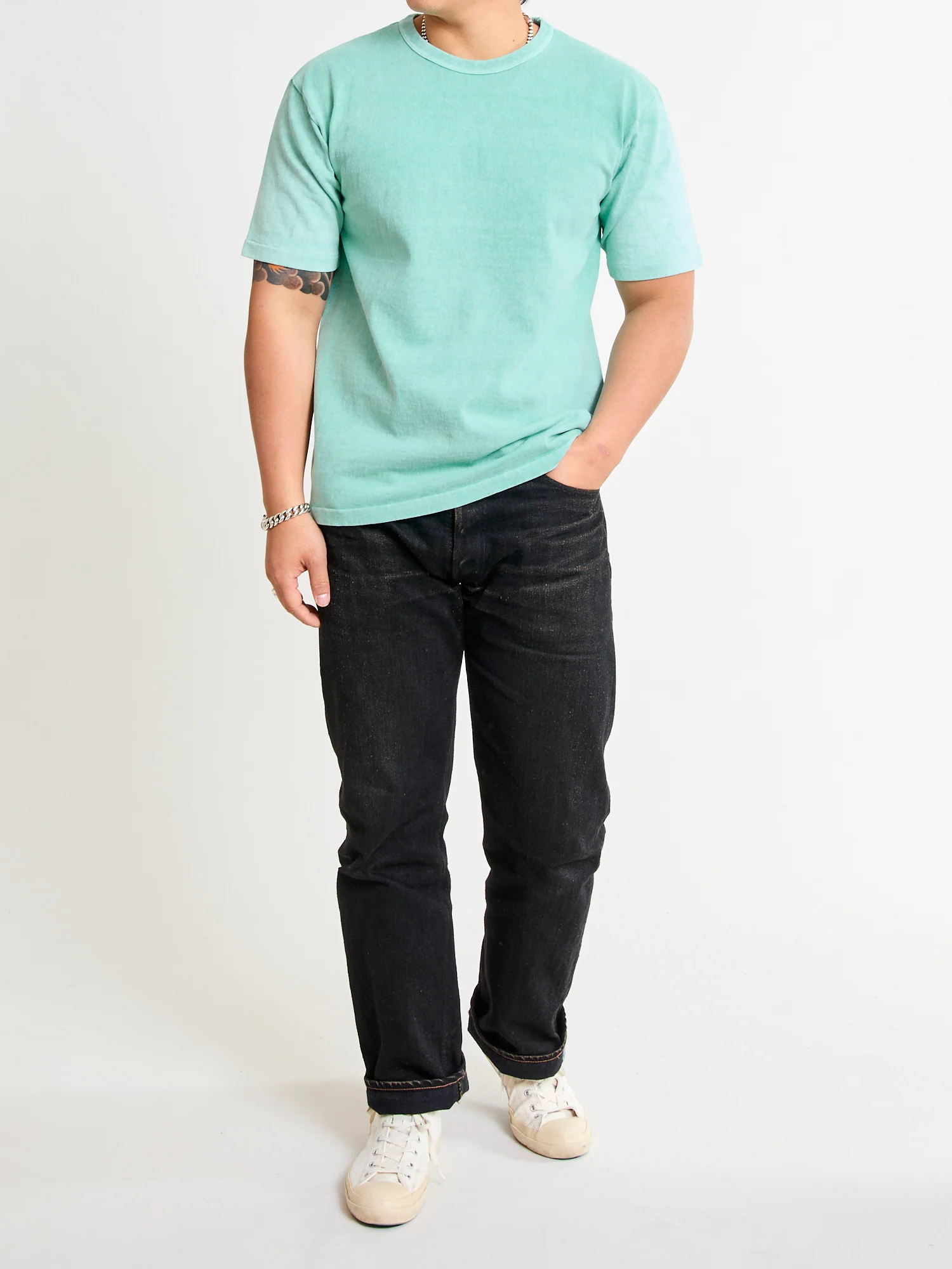 Stand Wheeler Pigment-Dyed T-Shirt in Turquoise - Image 7