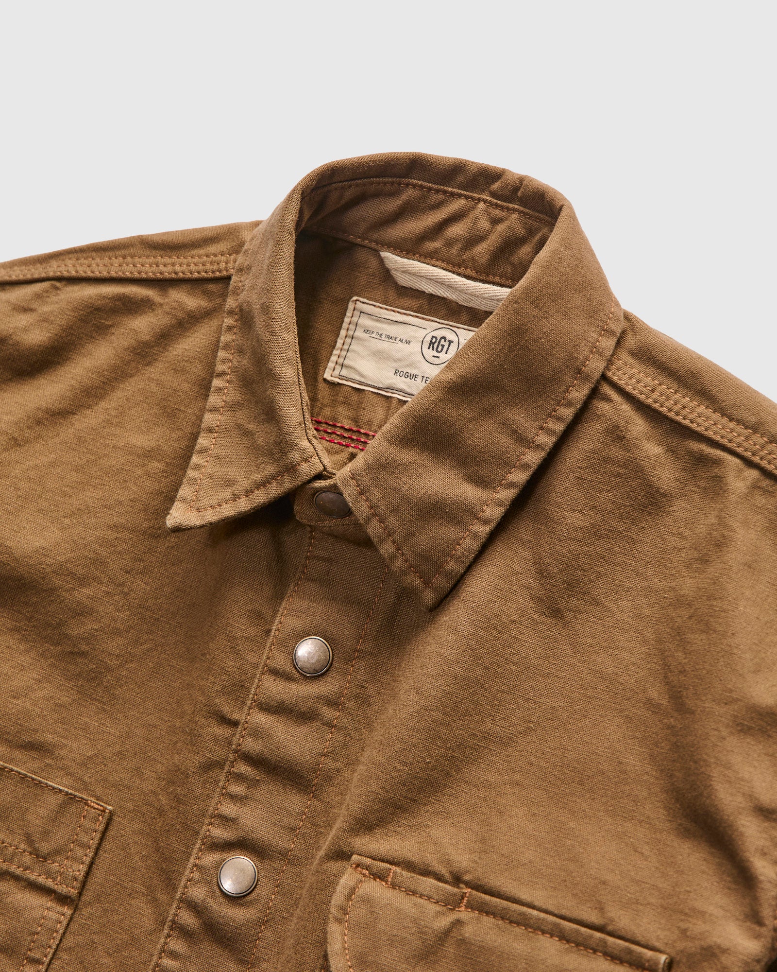 Dyed Canvas Work Shirt in Golden Brown - Image 3